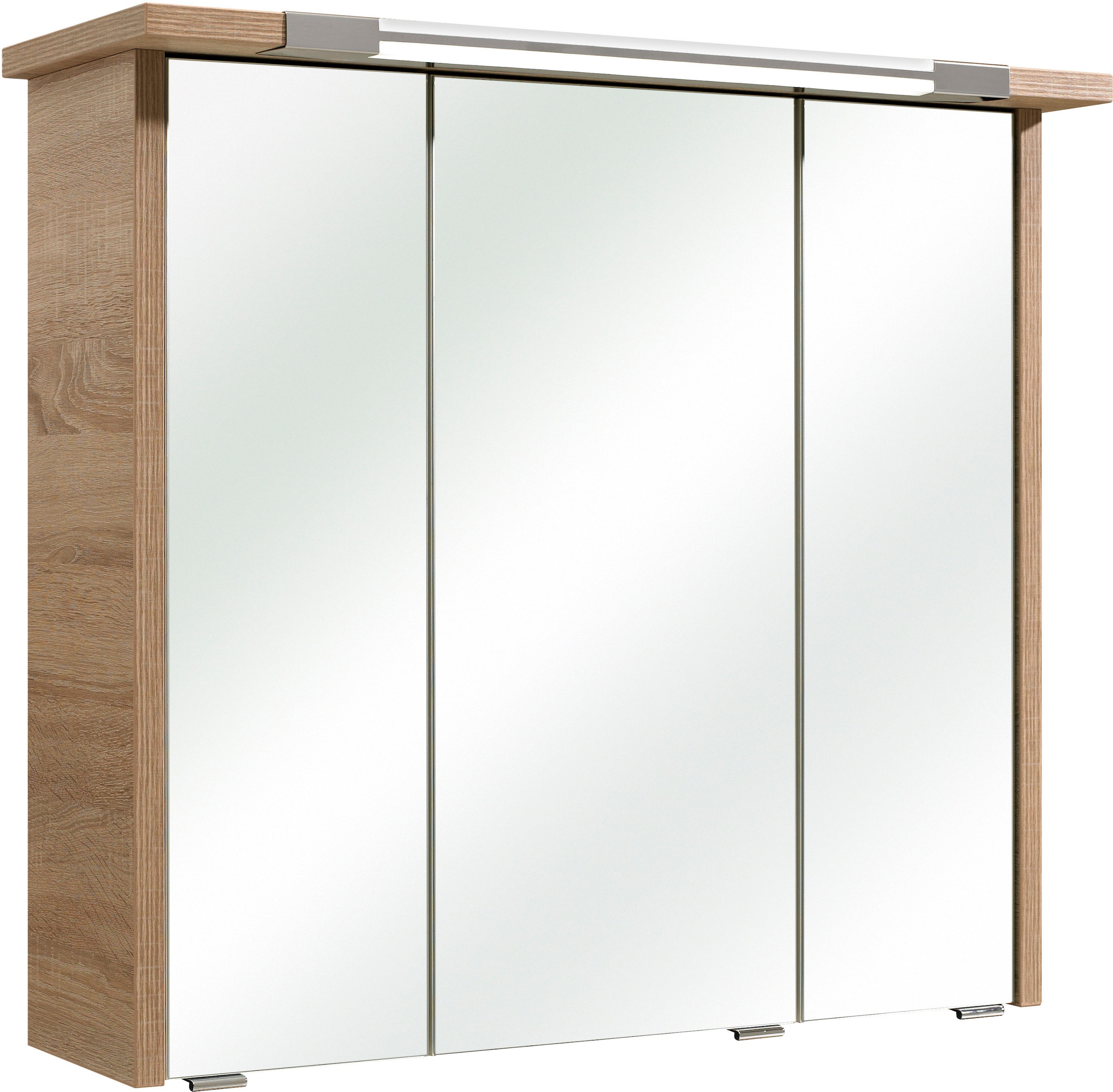 Saphir Spiegelschrank »Quickset 382 Badschrank, 3 Spiegeltüren, 6 Einlegeböden, 75 cm breit« inkl. LED-Beleuchtung, Türdämpfer, Schalter-/Steckdosenkombination