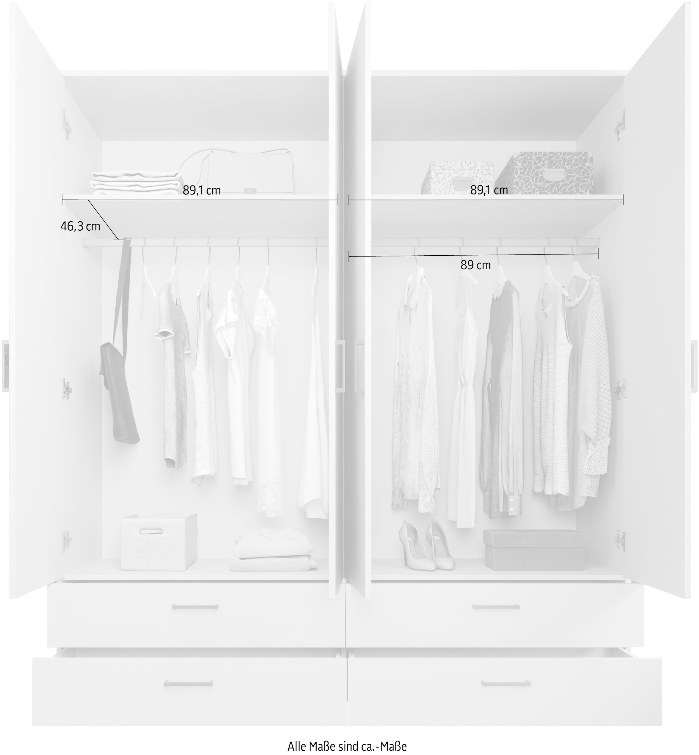 Schlafkontor Drehtürenschrank »Spazio«, weiß, Schlafzimmerschrank mit Spiegel