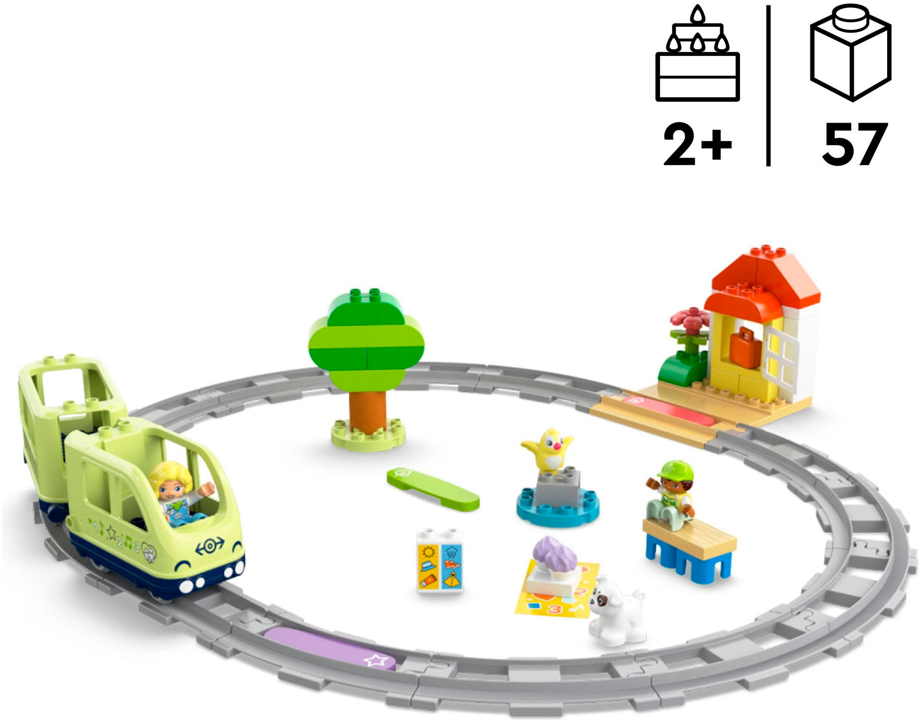 LEGO® Konstruktionsspielsteine »Interaktive Abenteuer-Eisenbahn (10427), LEGO DUPLO Town«, (57 St.), Made in Europe