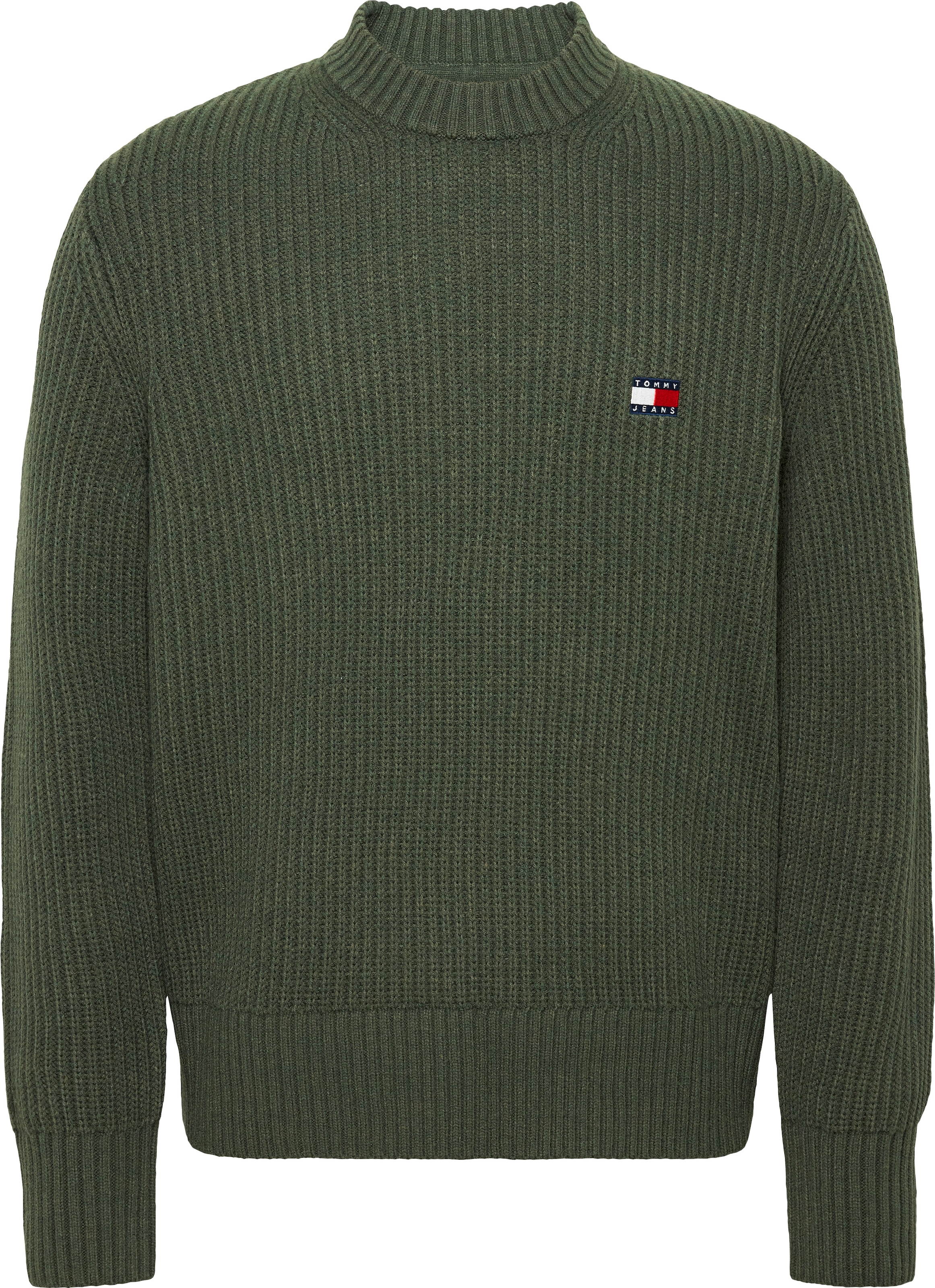 Tommy Jeans Rundhalspullover »TJM REG BADGE TEXTURED CNECK EXT«, in Unifarbe