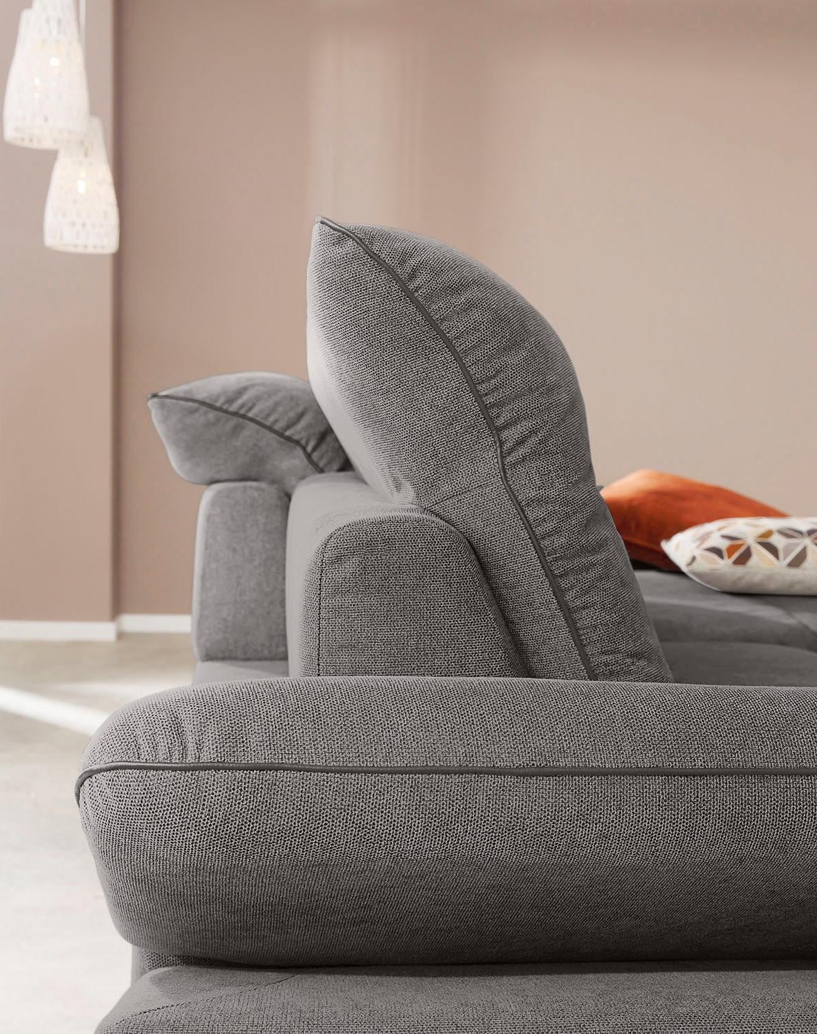 W.SCHILLIG Ecksofa »enjoy&MORE, mit tollem Sitzkomfort, elegant und bequem, L-Form«, mit Sitztiefenverstellung, Füße silber matt, Breite 294 cm