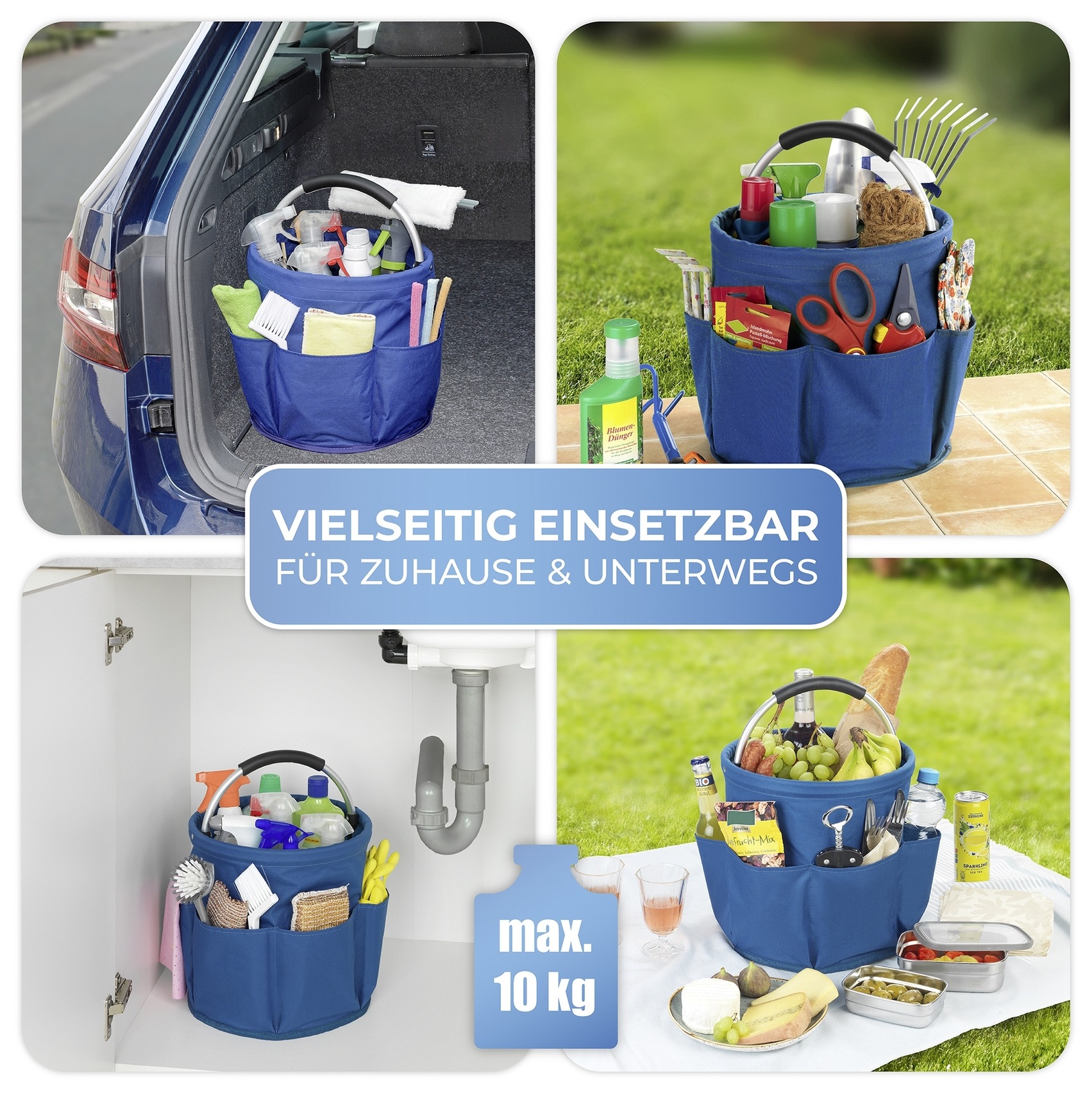 Maximex Organizer »Universal-Reinigungs-Caddy«, (Set, 2 St.), Allzweckkorb mit 6 Außentaschen, ideal für Haushalt, Garten & Camping
