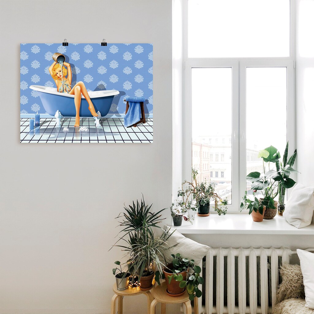 Artland Wandbild »Das sexy blaue Badezimmer«, Frau, (1 St.)