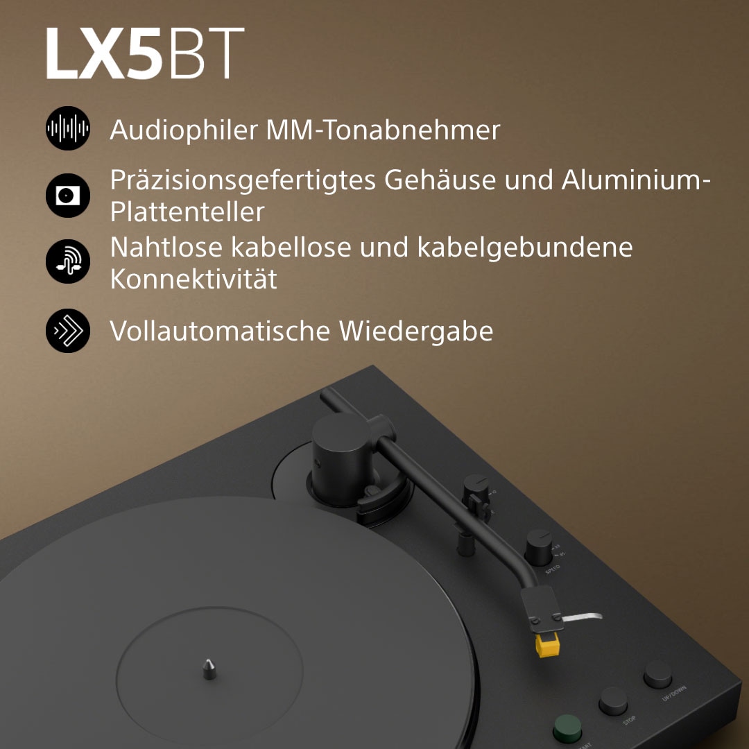 Sony Plattenspieler »PS-LX5BT + Field 5« Vollautomatik, Riemenantrieb, Tonabnehmer, Hi Res Wi, Phono Vorv.