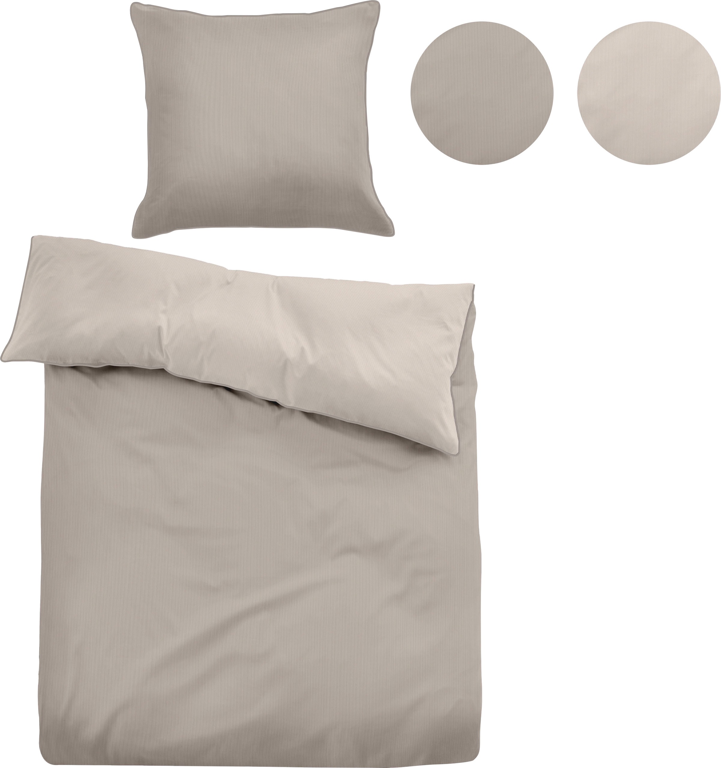 TOM TAILOR Wendebettwäsche »Lisa«, zarte Streifen in Uni-Optik, feiner Glanz, aus 100% Baumwolle, in Mako Satin Qualität, Bett- und Kopfkissenbezug mit Reißverschluss, pflegeleicht, easy care Ausrüstung, STANDARD 100 by OEKO-TEX® zertifiziert