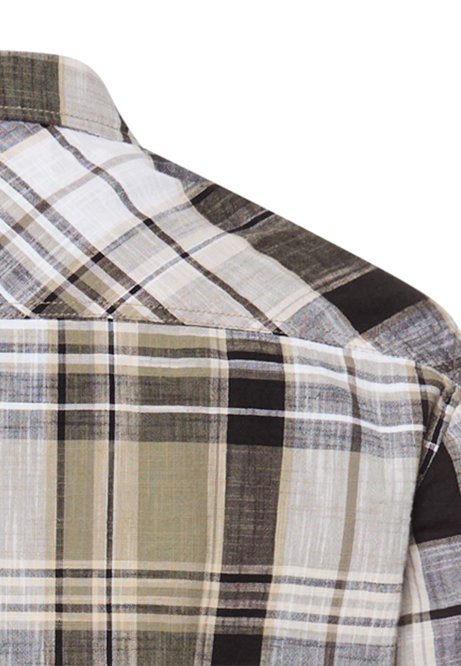 camel active Kurzarmhemd mit Button-Down-Kragen und im Karo-Look