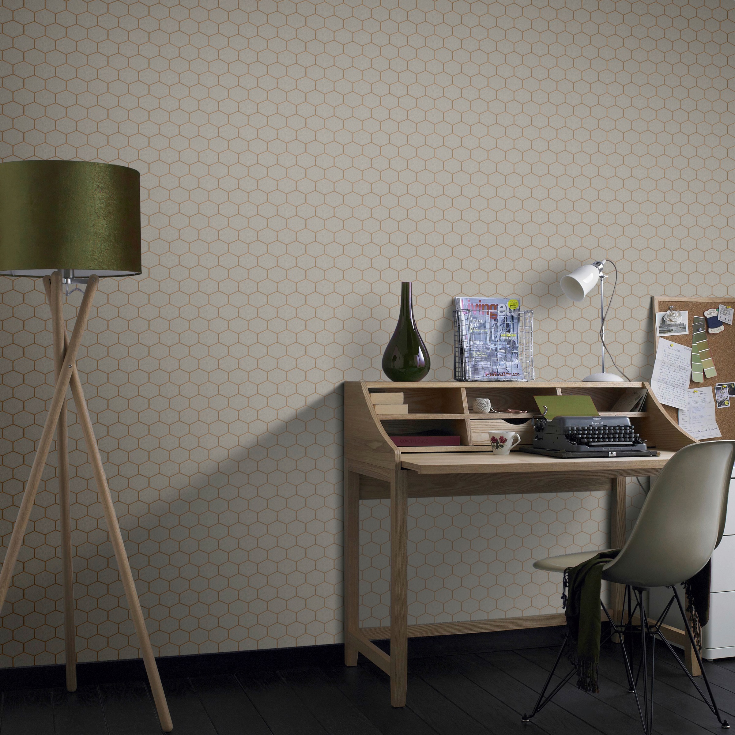 WOW Vliestapete »Hexagon Geo« geometrisch aufgeschäumt Taupe - 10m x 52cm