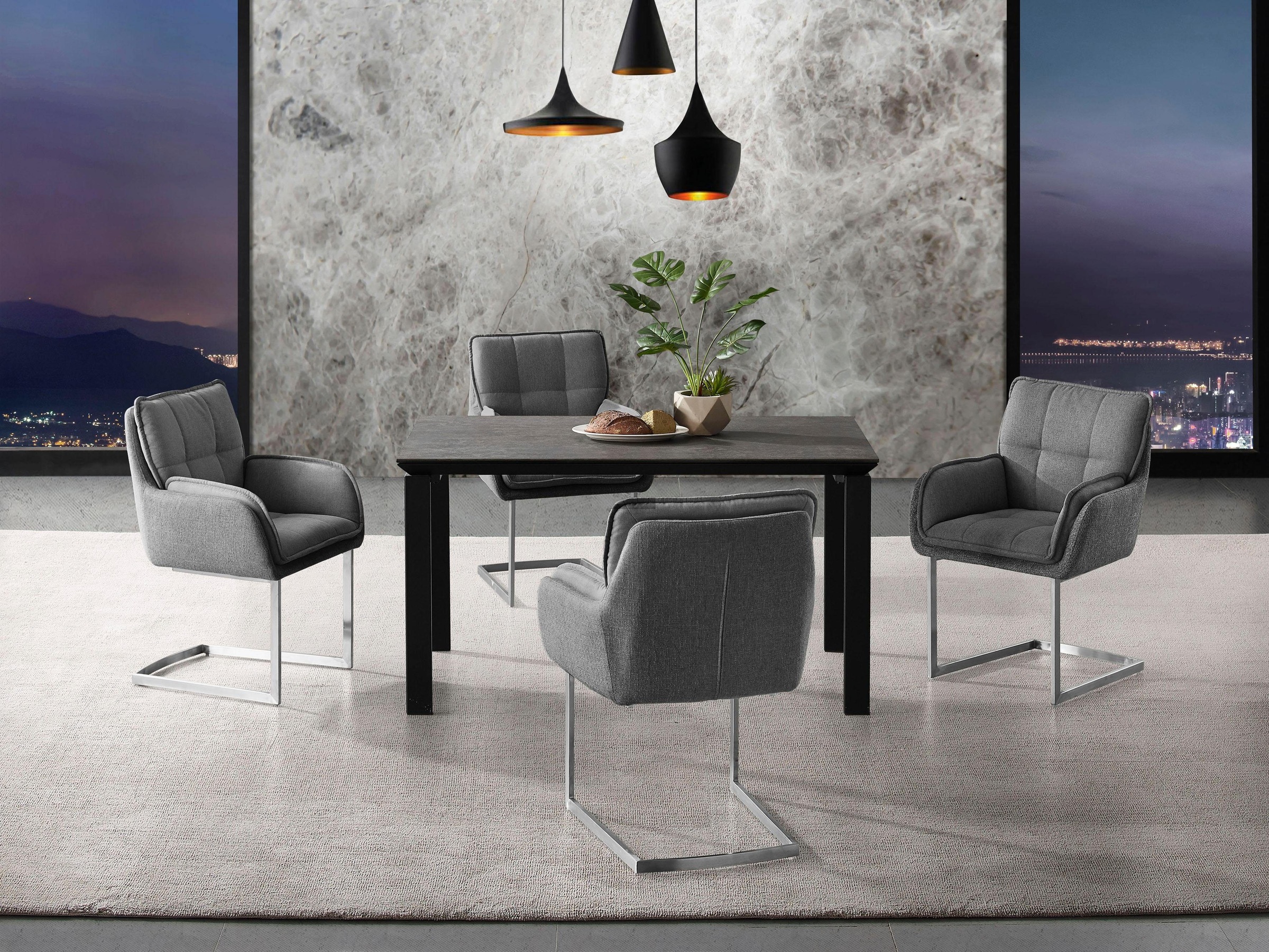 Places of Style Esszimmerstuhl »Durham«, (Set), Struktur (100% Polyester), 2er-Set in modernem Design, Sitz und Rücken gepolstert