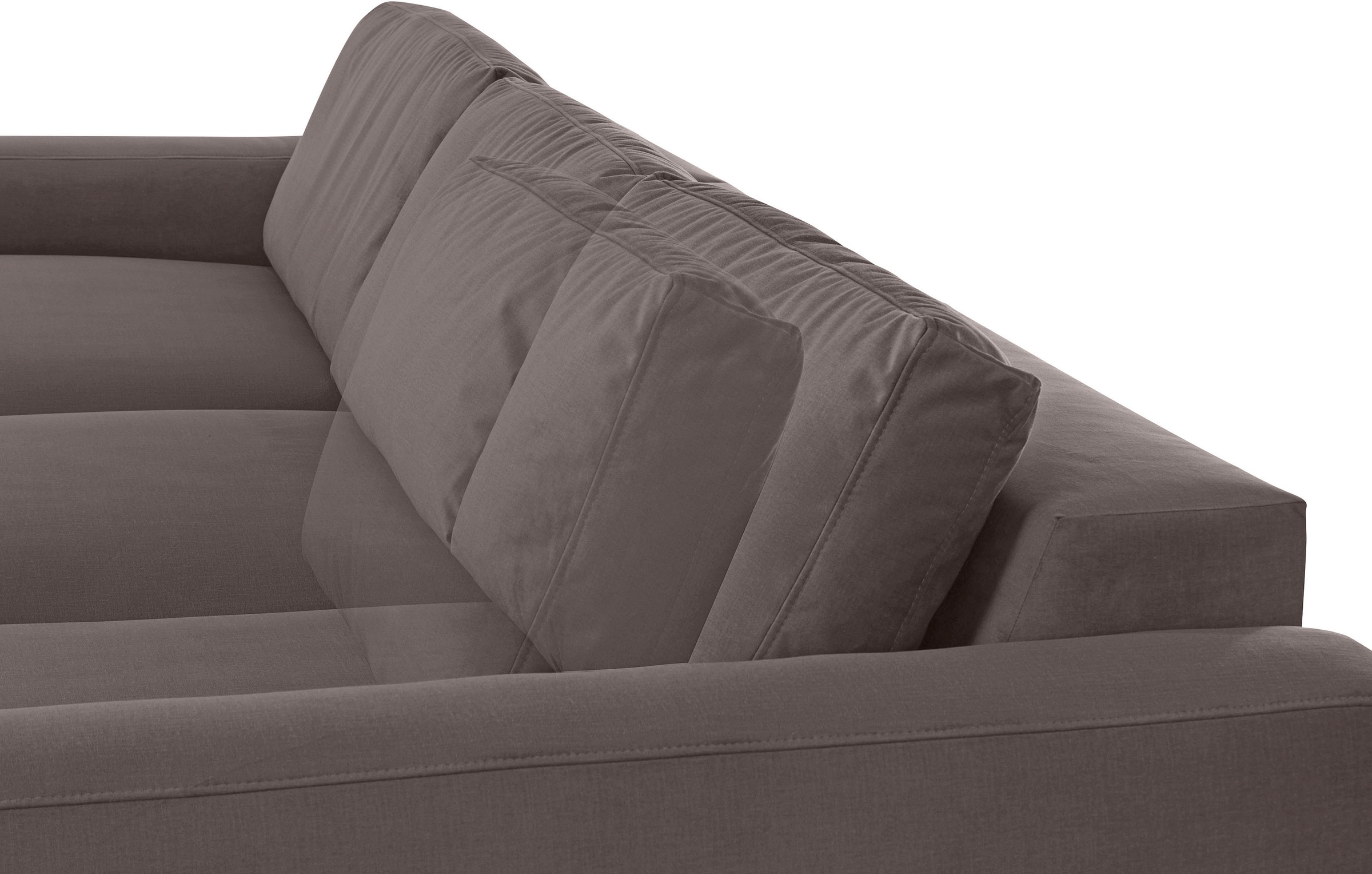 Places of Style Ecksofa »Bloomfield, elegant, viel Platz, Mega Couch, Breite 303cm, L-Form«, extra tiefe Sitzfläche, wahlweise mit Sitztiefenverstellung