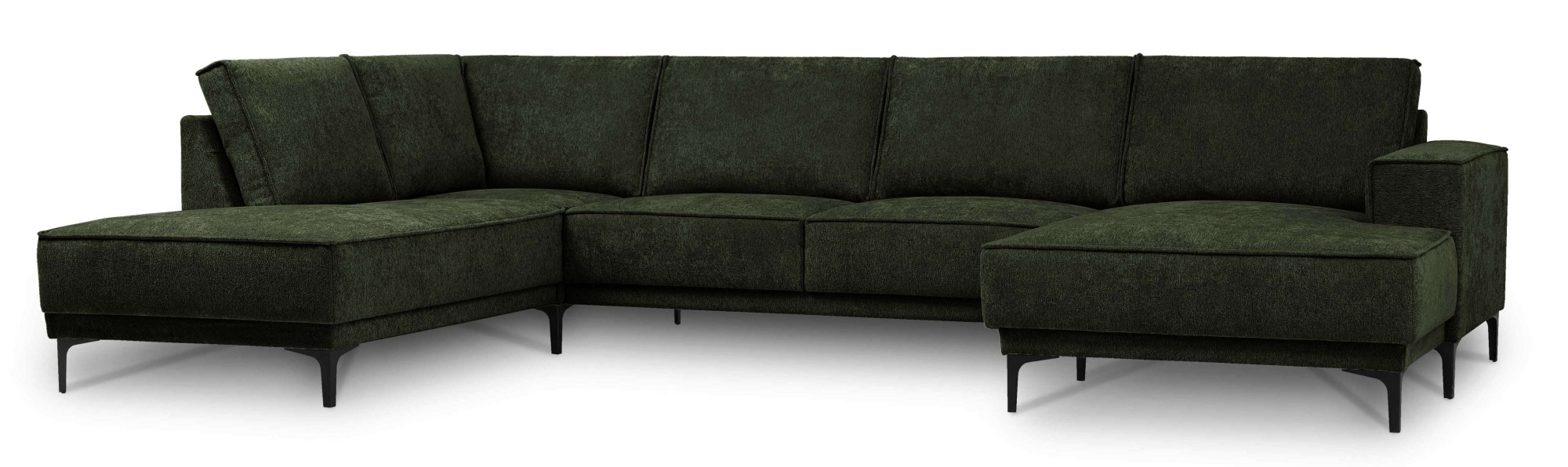 Places of Style Wohnlandschaft »XXL Sofa Oland, Struktur, Flachgewebe, Luxus-Microfaser, Boucle«, U-Form, 345 cm, Wellenunterfederung, Skandi-Design, Metallfüße