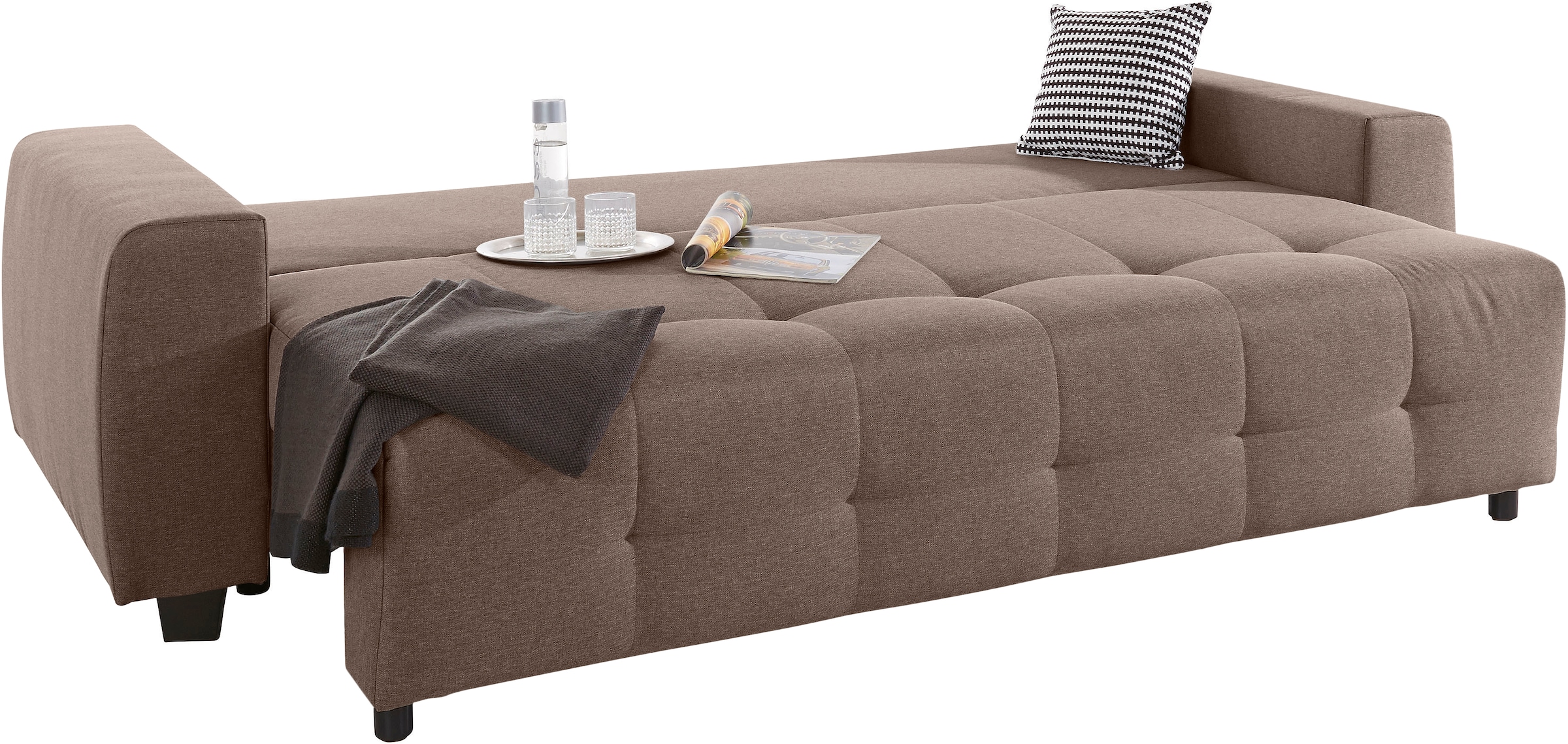 COLLECTION AB Schlafsofa »Bella«, mit Bettfunktion und Bettkasten, inkl. loser Rücken- und Zierkissen