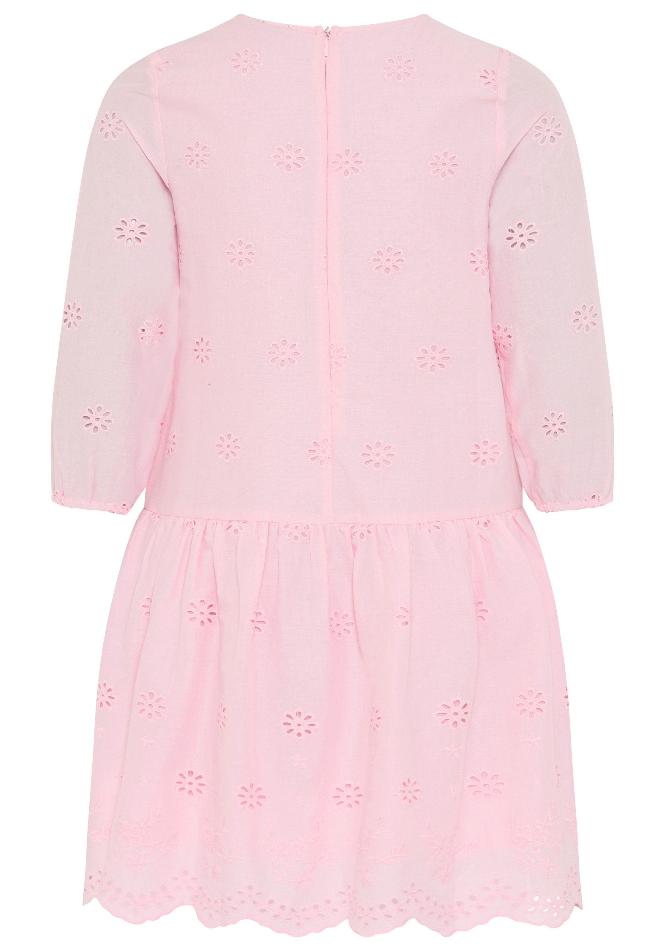 KIDSWORLD Spitzenkleid »Kleid mit Lochstickerei für Mädchen« aus Popeline und Web-Material, mit ausgestellter Passform