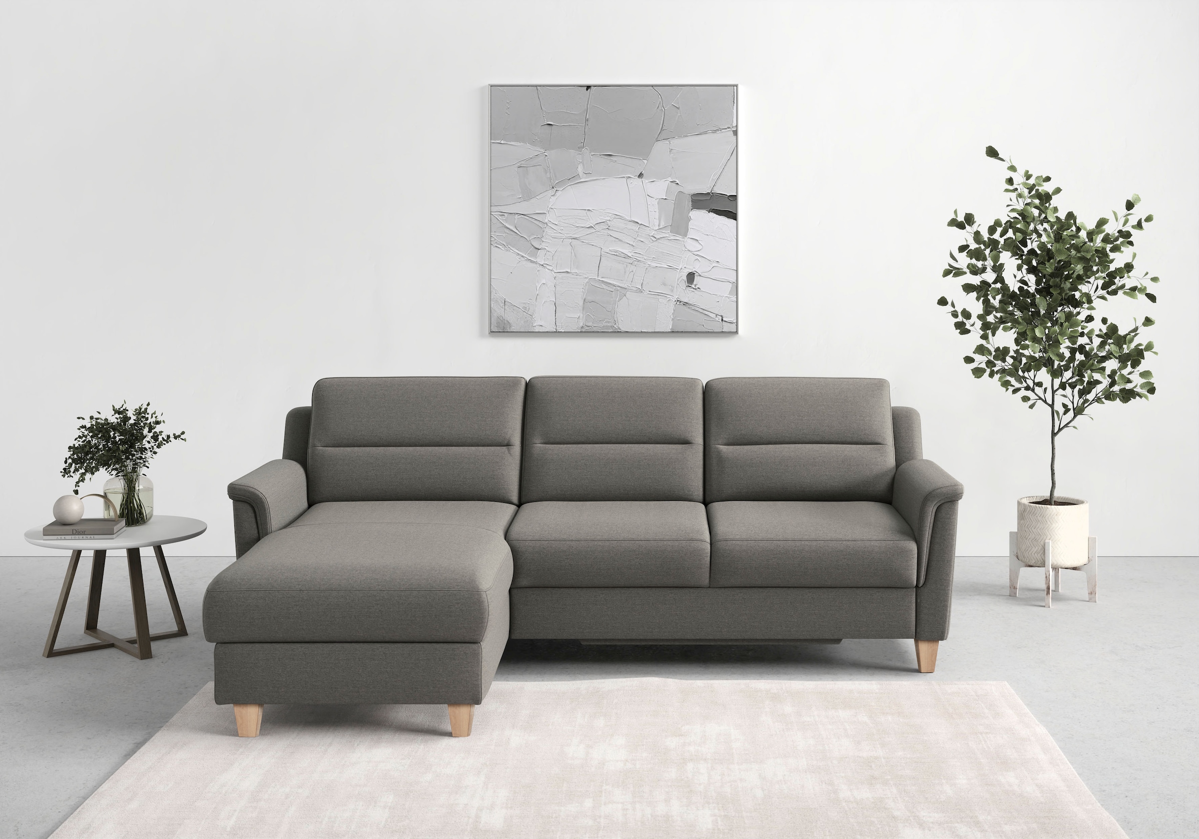 sit&more Ecksofa »Farö L-Form« inklusive Federkern, wahlweise mit Schlaffunktion und Bettkasten