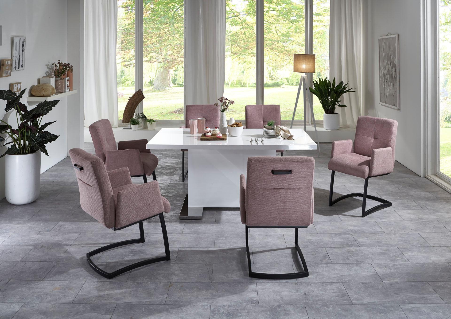 exxpo - sofa fashion Freischwinger »Affogato mit komfortablen Armlehnen«, Struktur, attraktiven Kreuznaht in der Rückenlehne