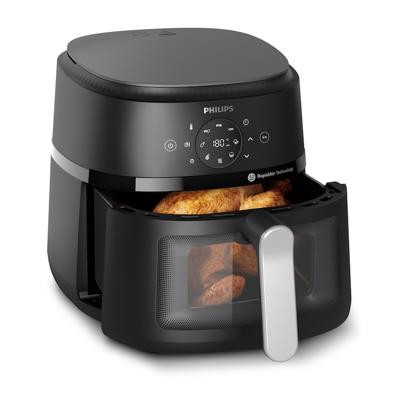 PHILIPS Heißluftfritteuse »Airfryer 2000 NA231/00, mit 6.2L, Sichtfenster« 1700 W RapidAir Technologie und 13 Kochfunktionen; Schwarz/Silber...