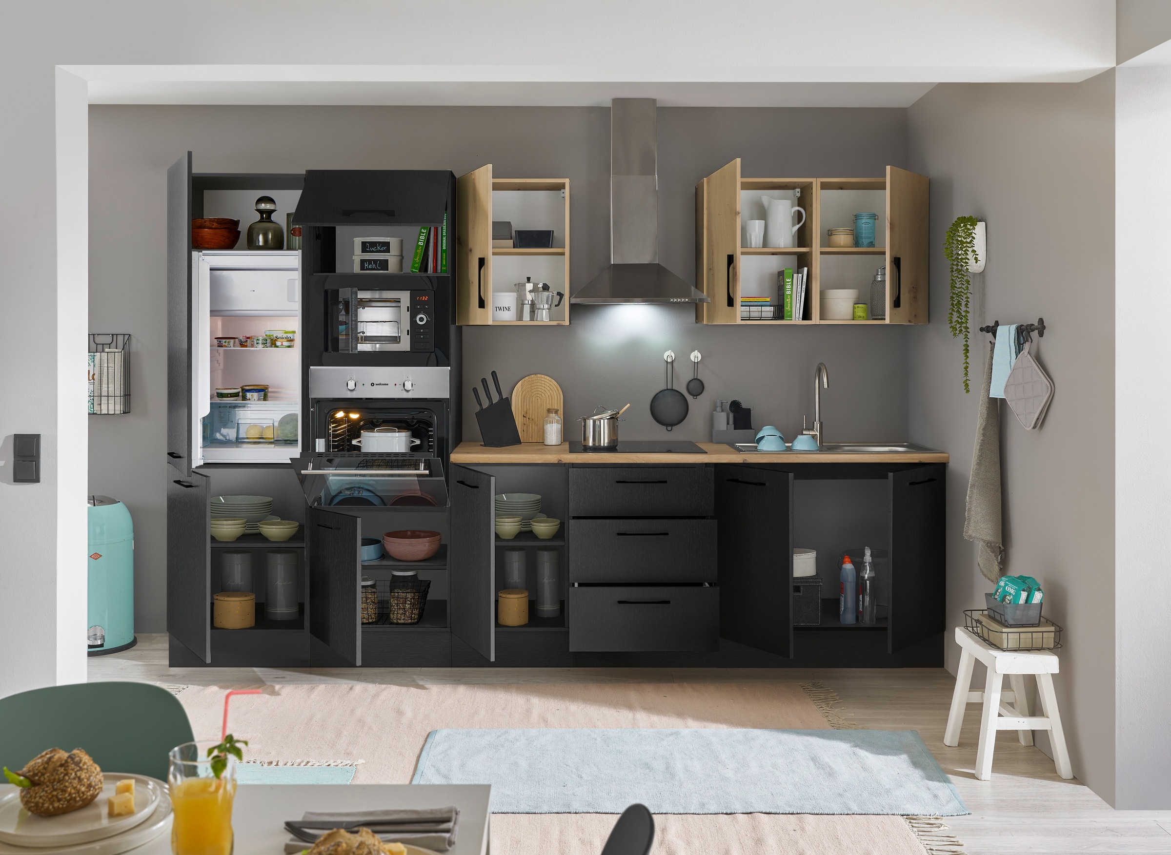 BASIC by Balculina Küchenzeile »Turin«, Breite 330 cm, wahlweise mit E-Geräten