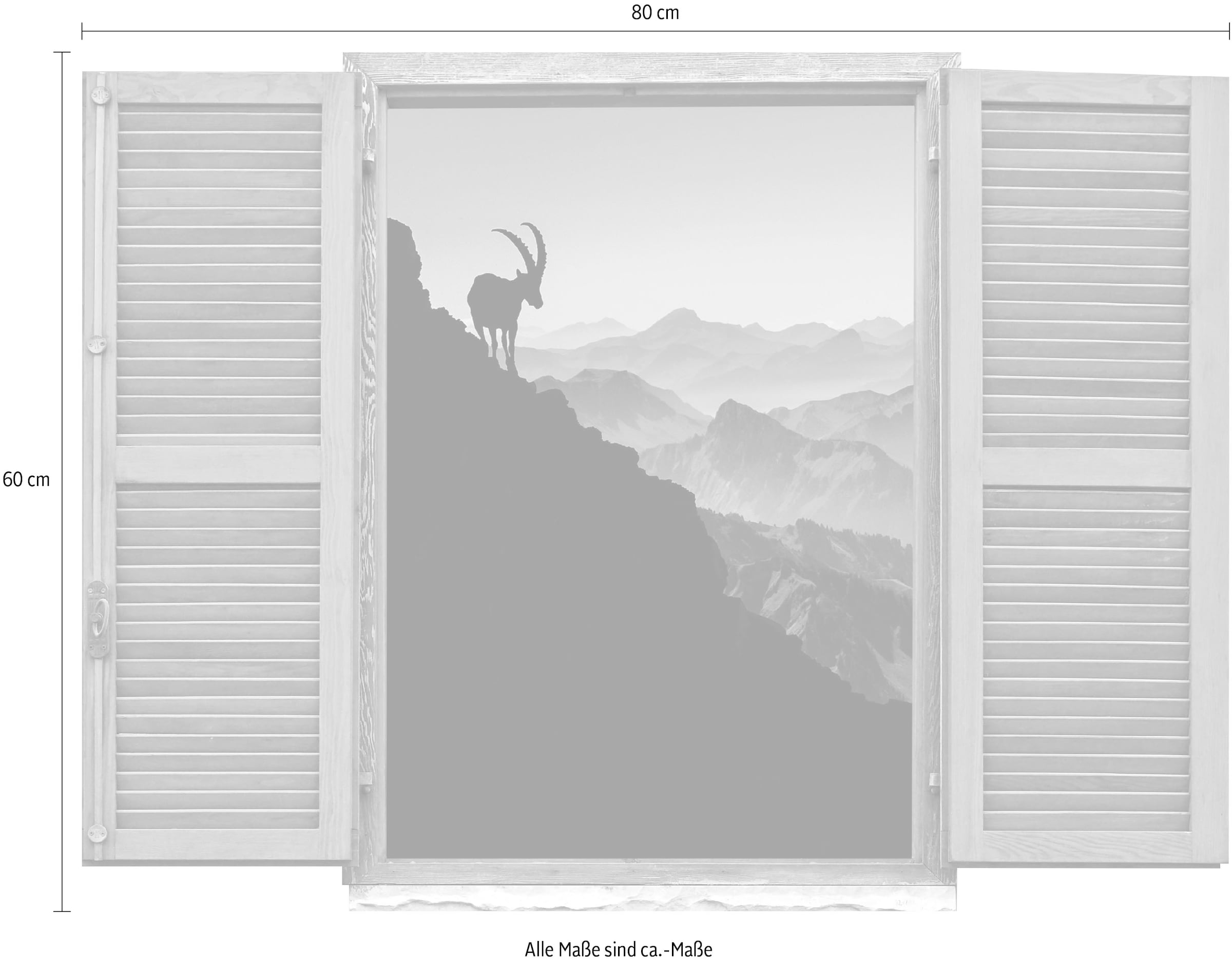 queence Wandtattoo »Steinbock«, (1 St.), Wandsticker, Wandbild, selbstklebend, 3D, Fenster