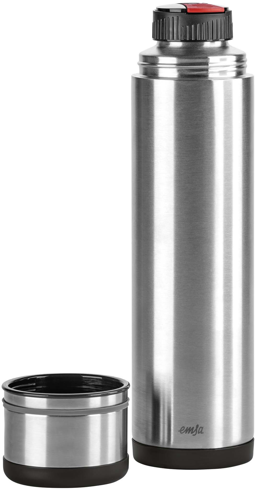 Emsa Isolierflasche »Mobilty«, Edelstahl schwarz, SAFE LOC-Verschluss, 100% dicht, 12h heiß/24h kalt