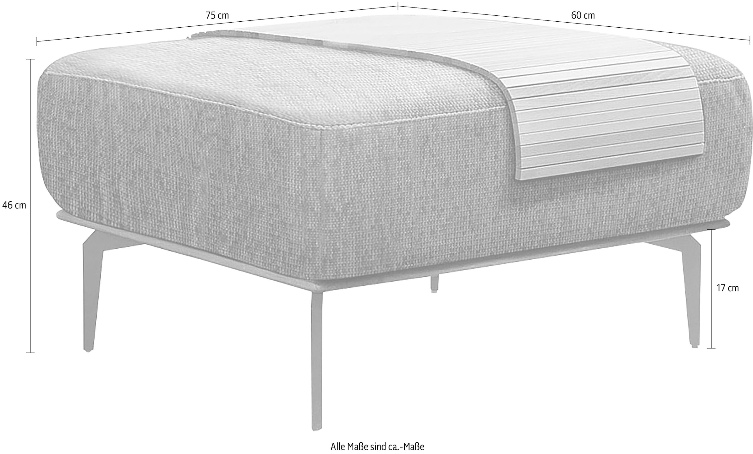 W.SCHILLIG Polsterhocker »run«, mit elegantem Holzsockel, Füße in Chrom glänzend, Breite 75 cm