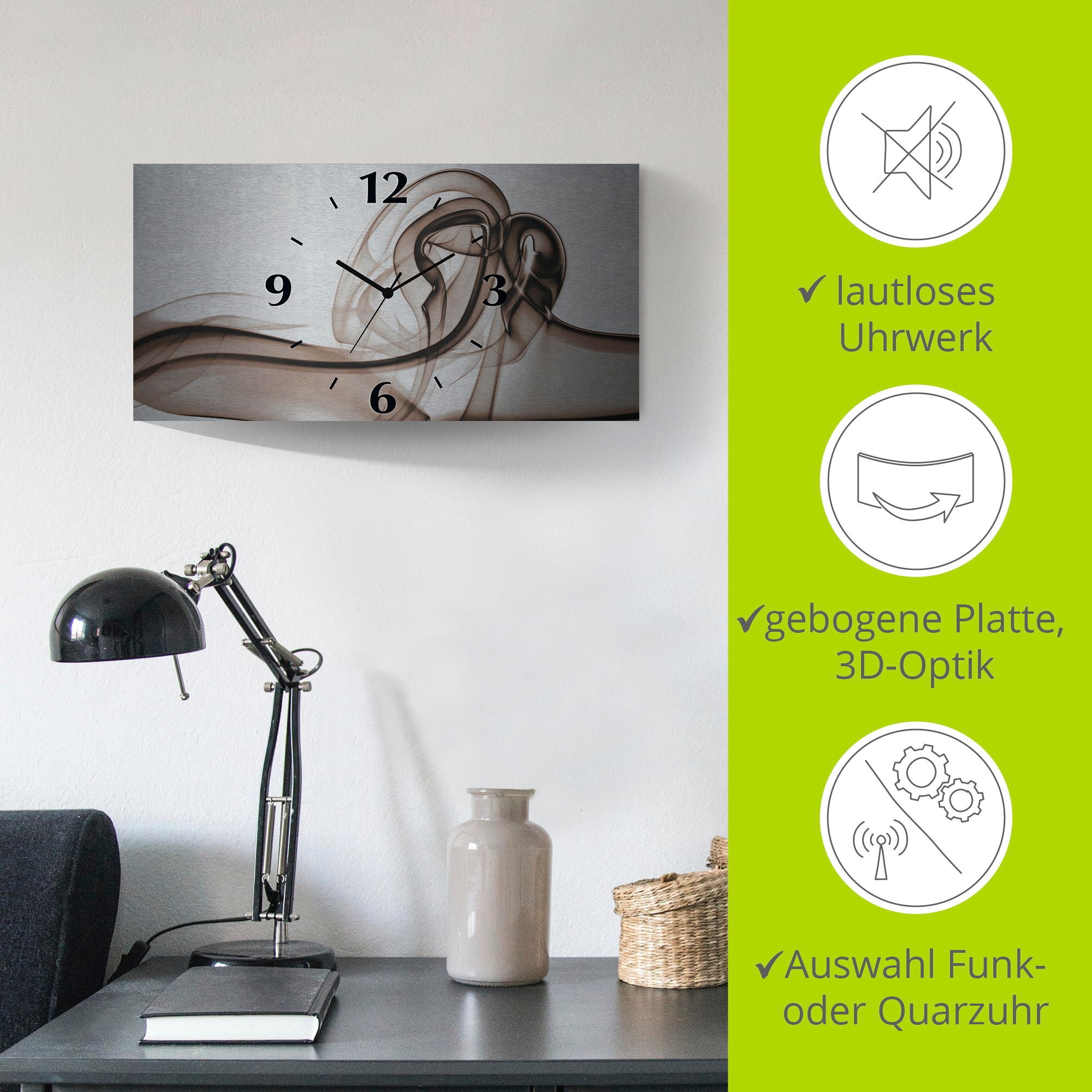 Artland Wanduhr »Aufeinandertreffen Hintergrund- braun« wahlweise mit Quarz- oder Funkuhrwerk, lautlos ohne Tickgeräusche