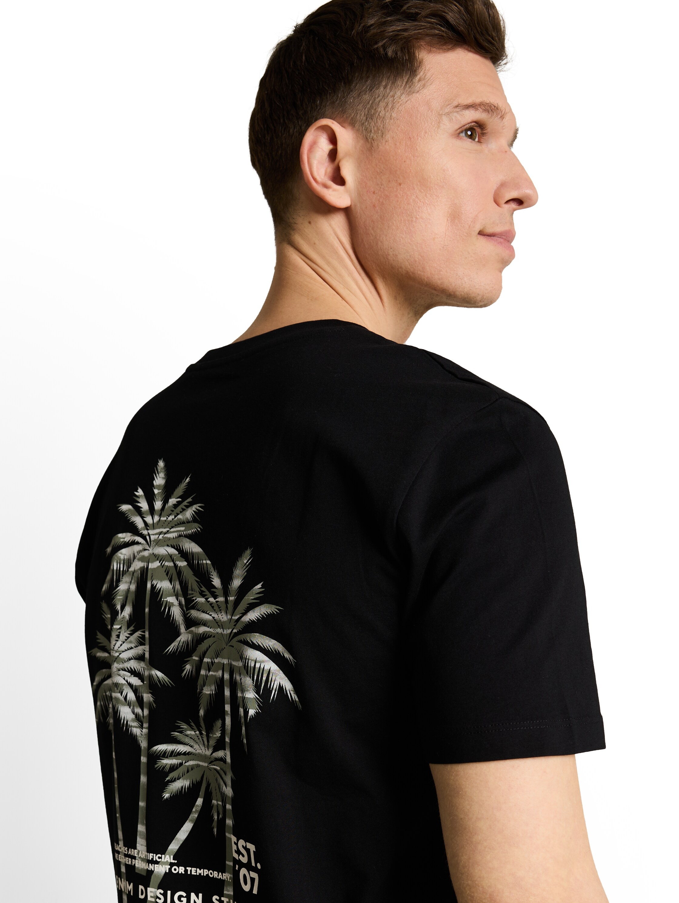 TOM TAILOR Denim Kurzarmshirt mit großem Rückenprint
