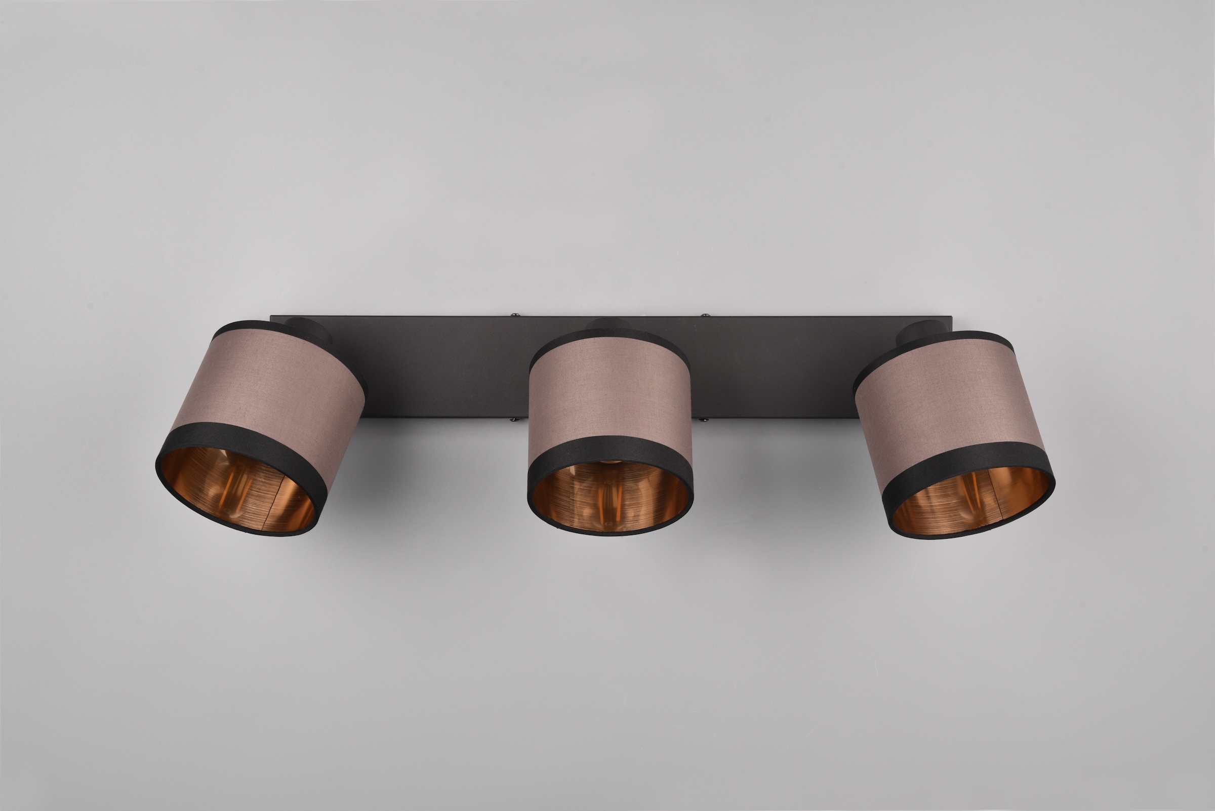 REALITY Leuchten Deckenstrahler »DAVOS, Deckenspot 3-flammig exkl 3xE14 max 10 W Stoffschirm zweifarbig«, 3 flammig, Leuchtmittel E14 | Leuchtmittel wechselbar, Wandspot Deckenspot schwenkbar Leuchtmittel wechselbar Flur Küche