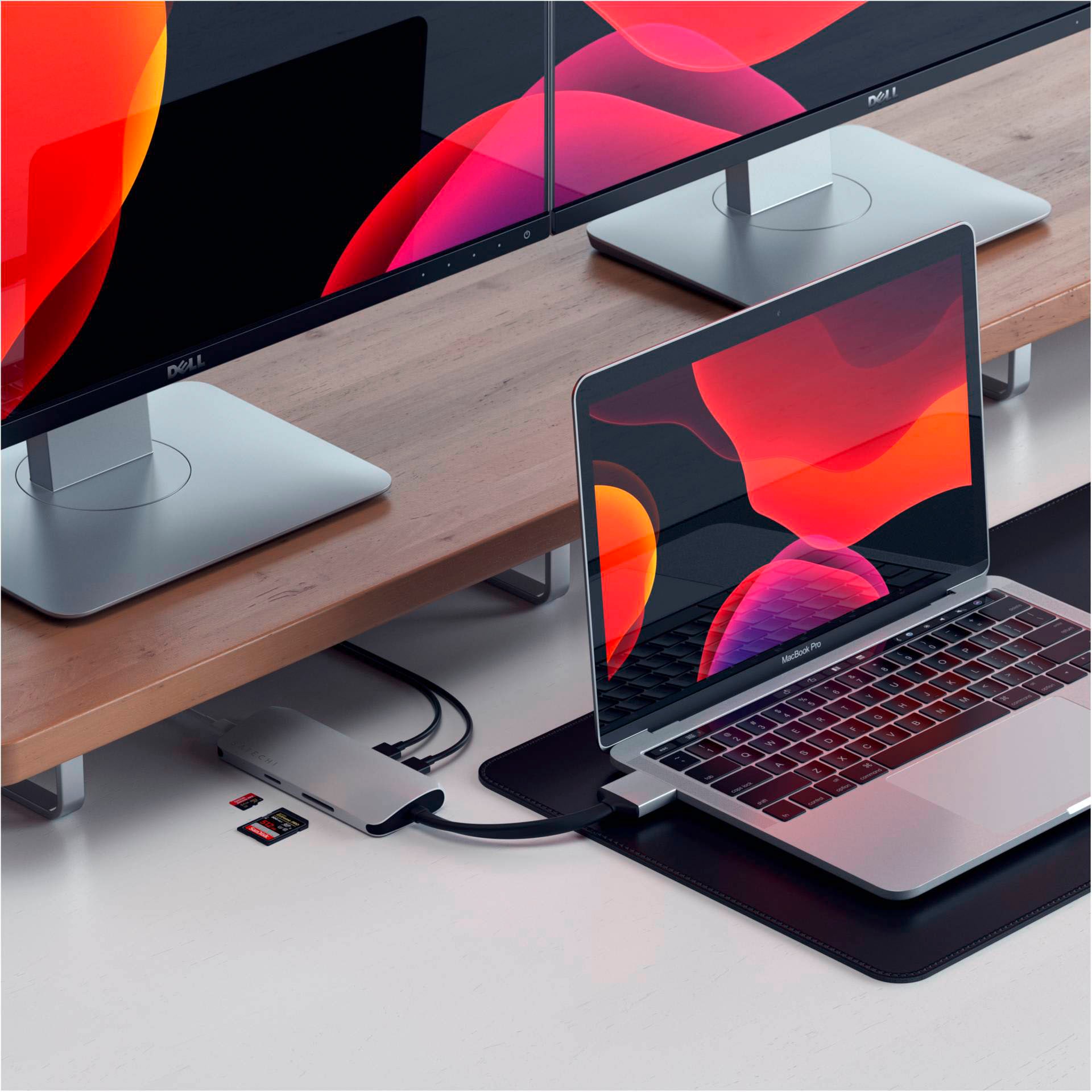 Satechi Laptop-Adapter »Type-C Dual Multimedia Adapter«, USB-C zu HDMI-USB Typ A-USB Typ C-MicroSD-Card-SD-Card-RJ-45 (Ethernet), 15,9 cm