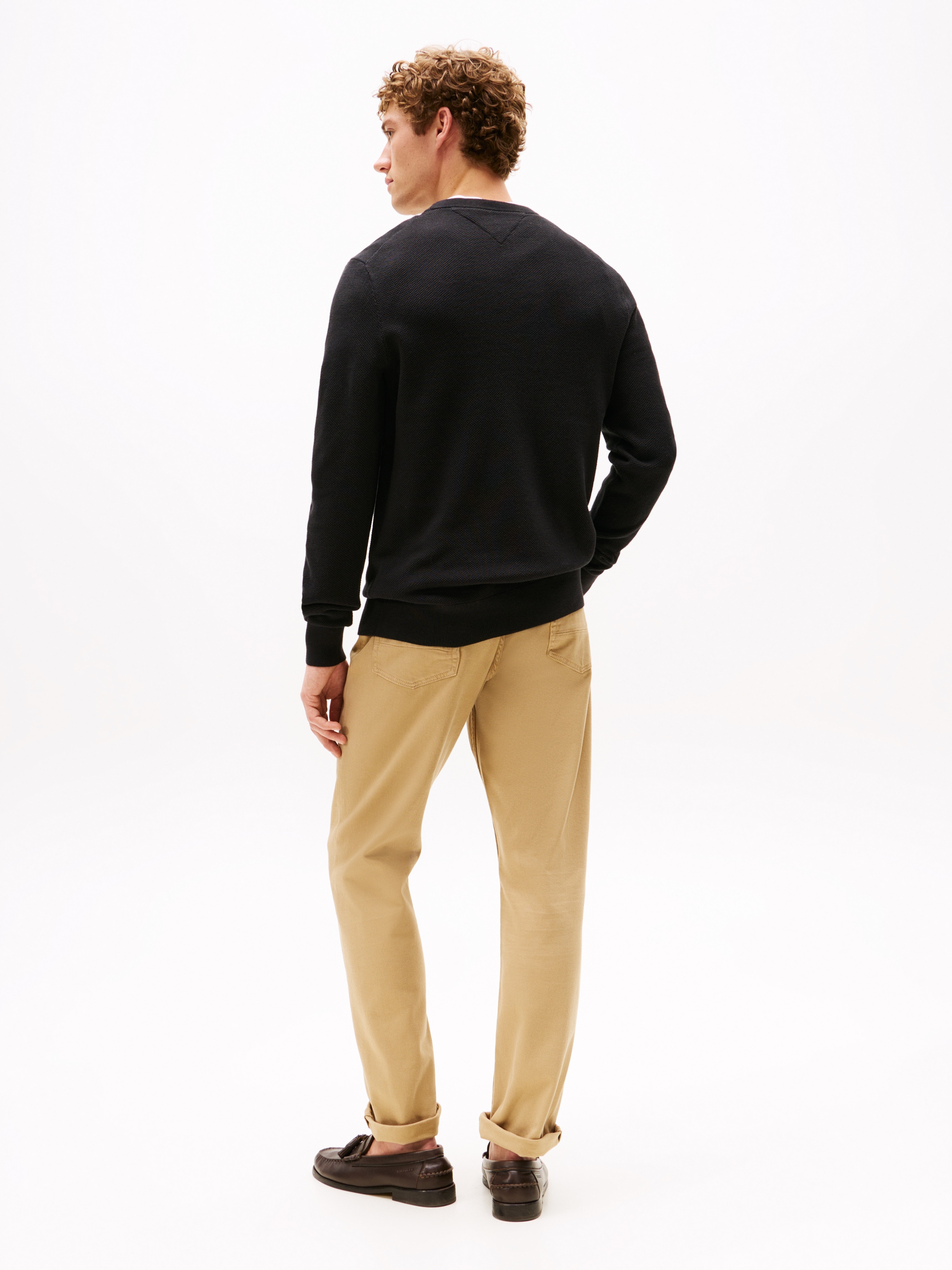 Tommy Hilfiger Rundhalspullover »ESSENTIAL STRUCTURE CREW NECK mit Struktur und Label«, unifarben, casual, regular fit, Baumwolle, Rundhals