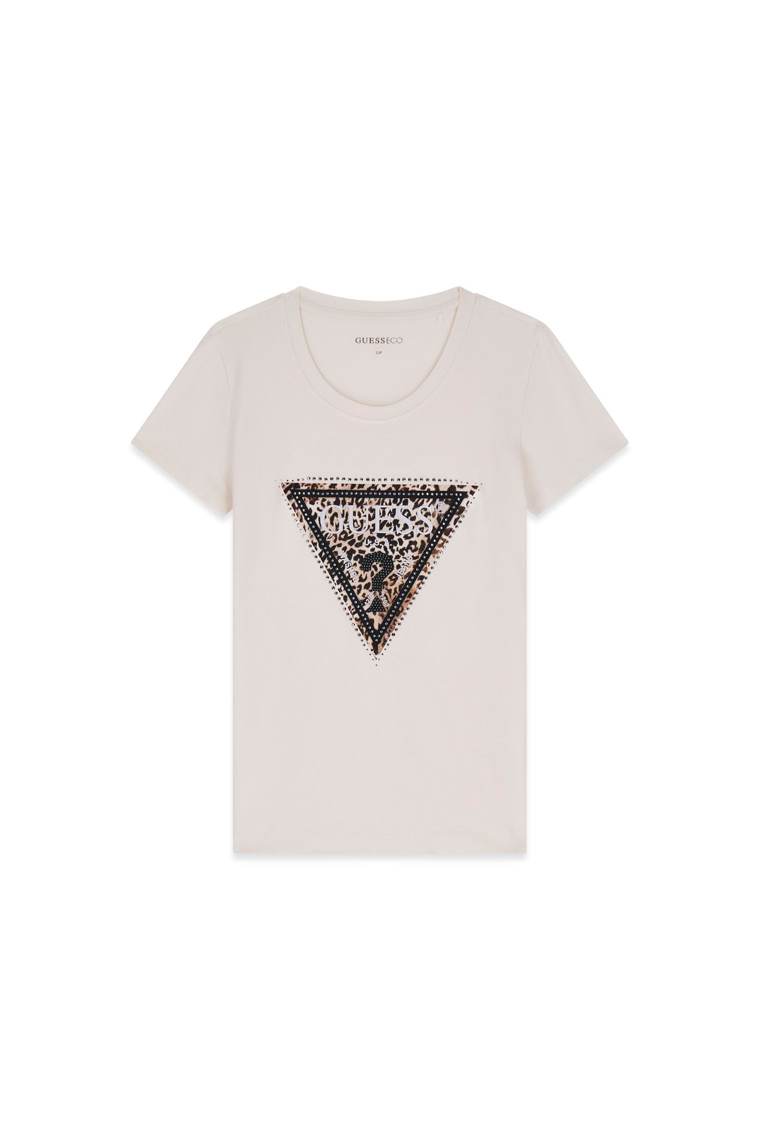 Guess T-Shirt »CN SAVANNA LEOPARD TRIANGLE« mit Frontprint, Stretch-Baumwolle