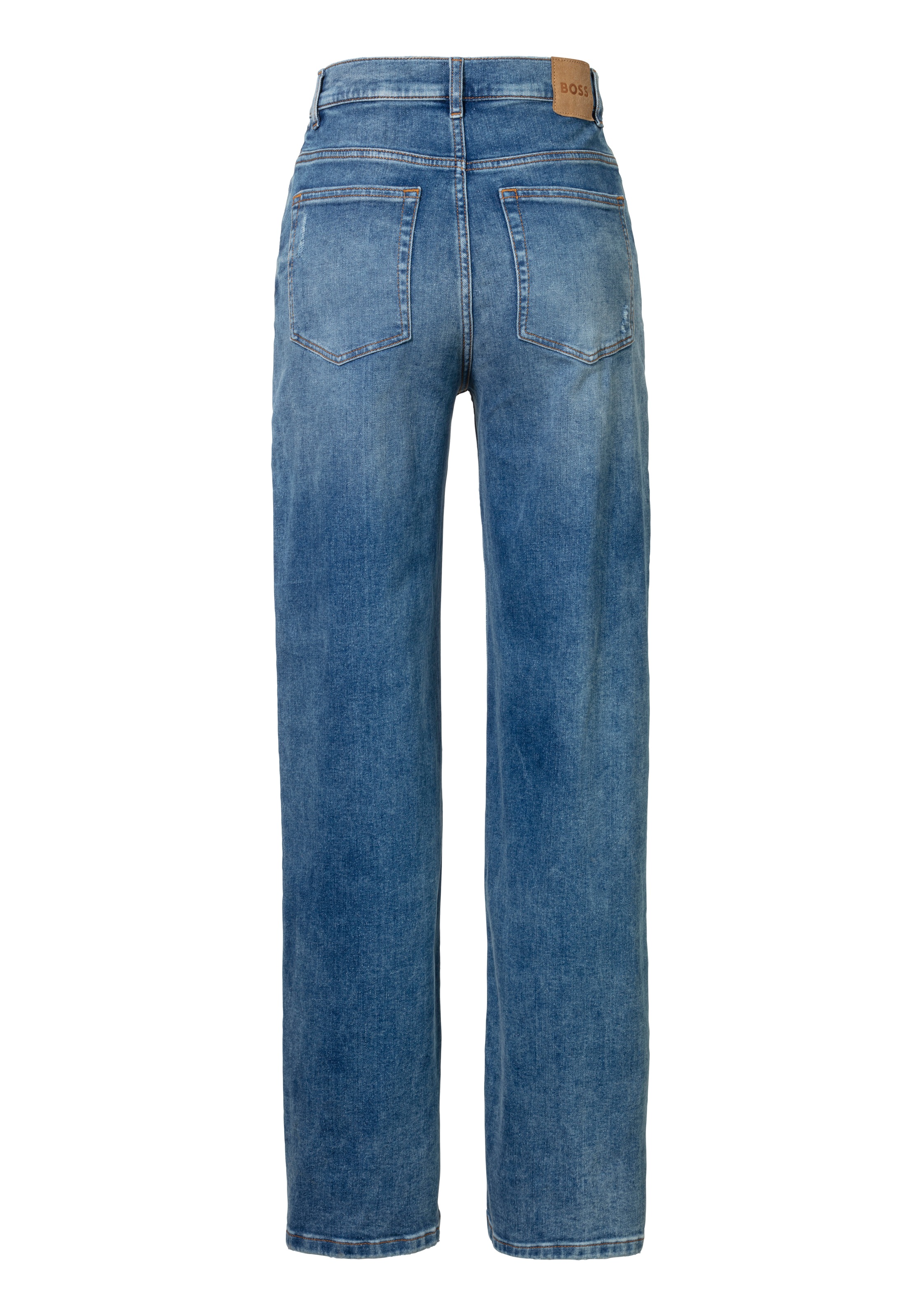 BOSS ORANGE Straight-Jeans »Marlene High Rise, High Waist Premium Damenmode«, mit BOSS Leder-Badge