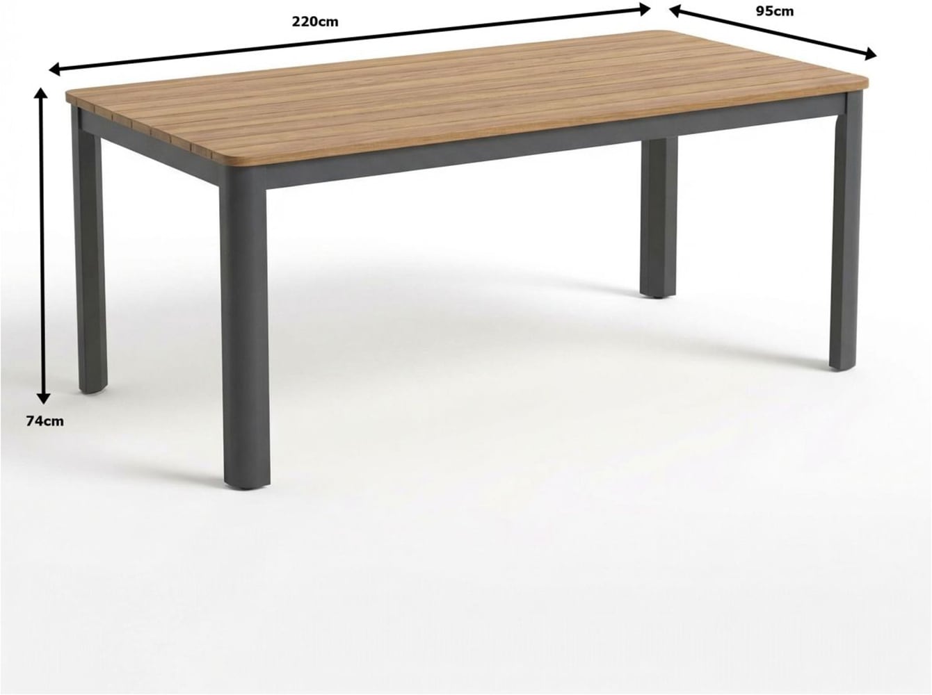 Ambiente Haus Garten-Essgruppe »Garten 8er Set 220x95cm grau« Set, 9 tlg.