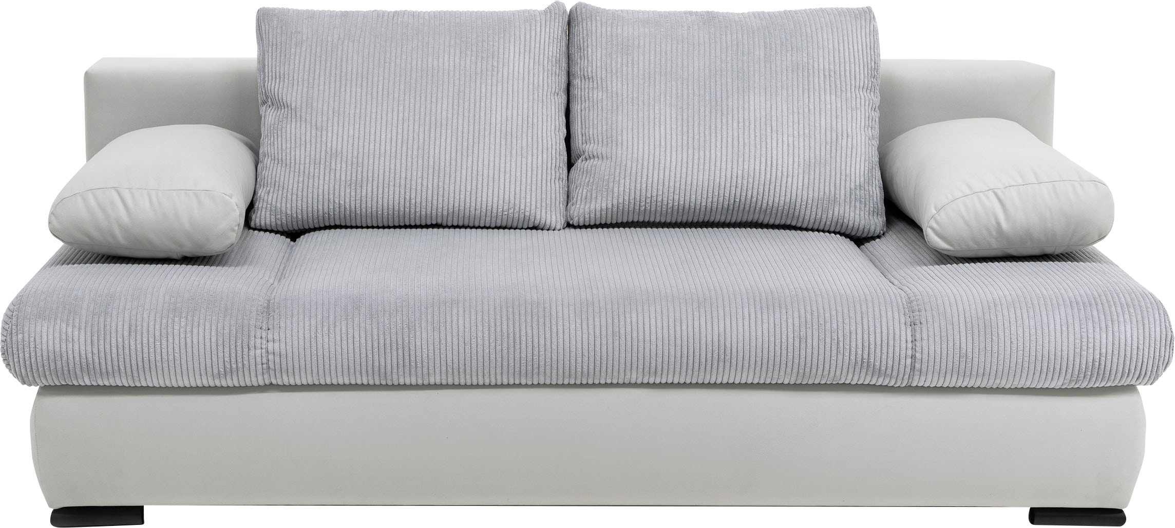 COLLECTION AB Schlafsofa »Chicago mit Bettfunktion, Schlafcouch«, inklusive Bettkasten, Cord-Samt Bezug, hellgrau