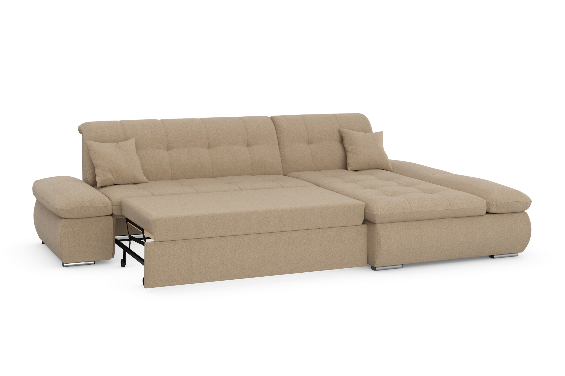 DOMO collection Ecksofa »Moric, L-Form, XXL-Sofa - Breite 300cm«, wahlweise mit Bettfunktion und Armteilverstellung, cappucino