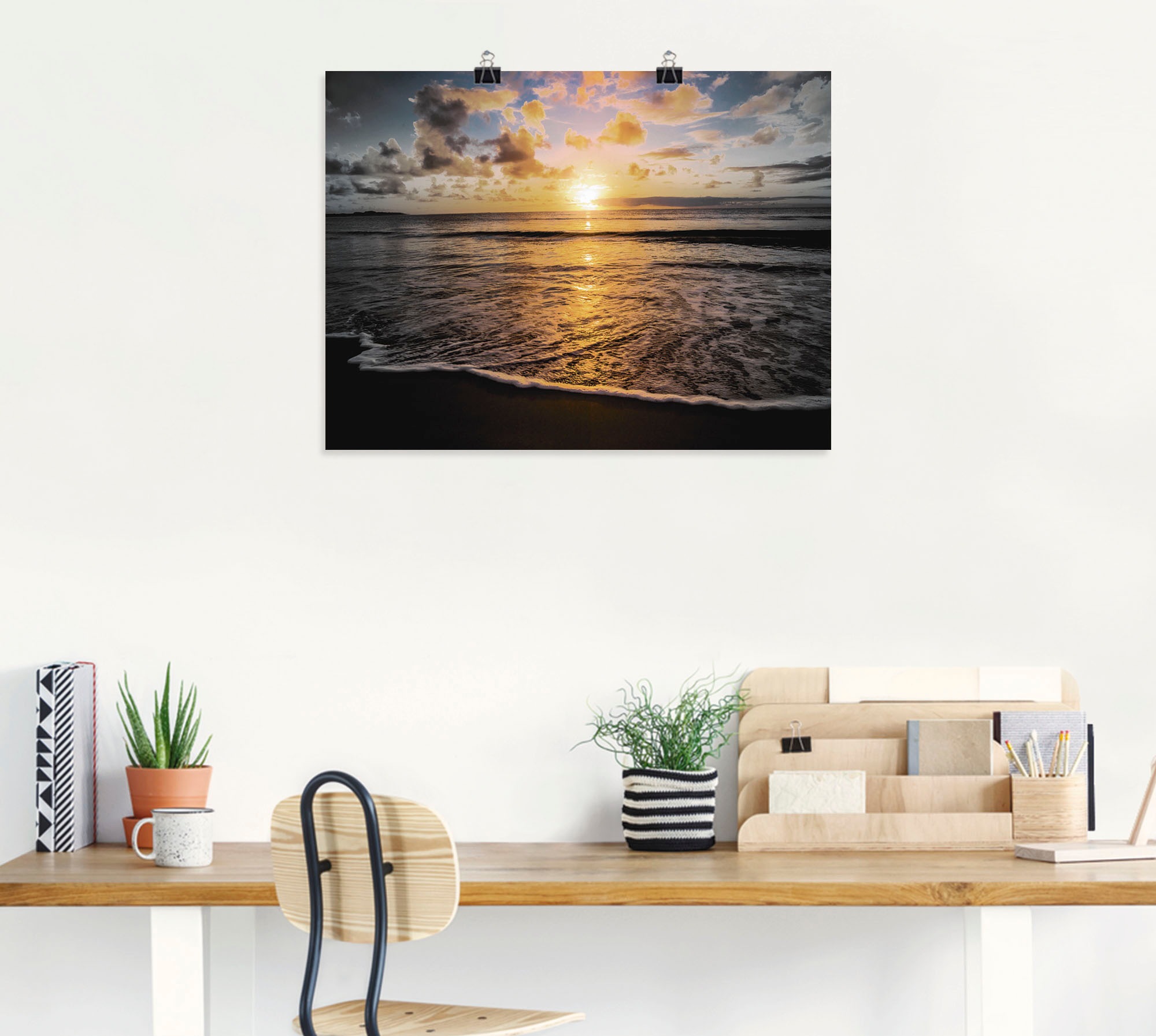 Artland Poster »Tropischer Sonnenuntergang am Strand«, Sonnenaufgang & -untergang, (1 St.), als Leinwandbild, Wandaufkleber oder Poster in versch. Größen