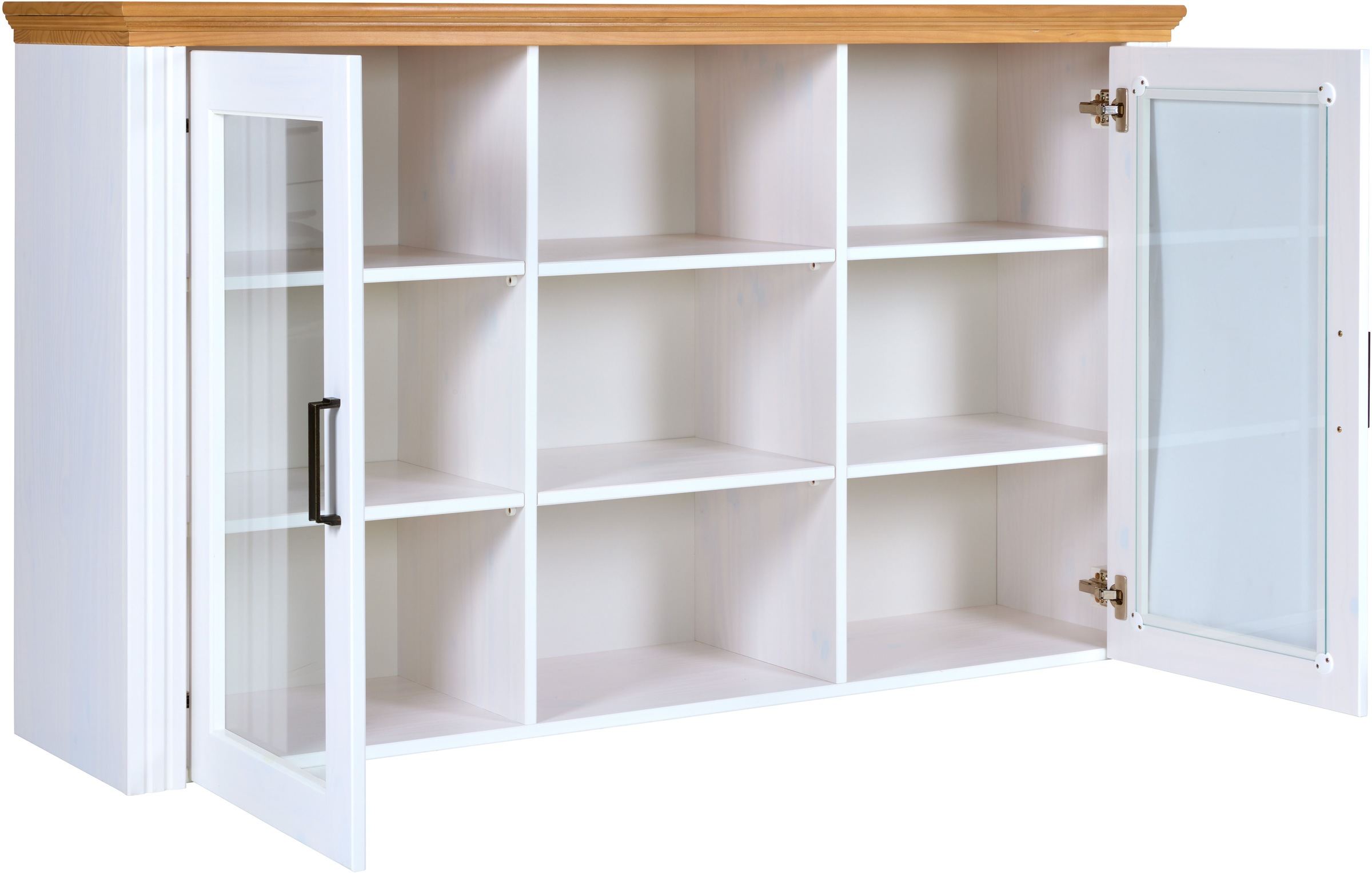 Inter Link Vitrinenaufsatz »Maluno« 1 Stk. tlg. Kiefer Massiv, Soft-Close, Stauraum, BxTxH: ca. 166,4 x 41,3 x 95 cm