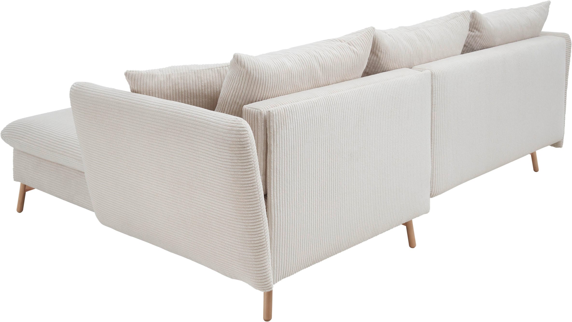 andas Ecksofa »MERLE, 258 cm, L-Form, traumhafter Cord,«, mit Bettfunktion und Bettkasten, Liegefläche 224 x 139