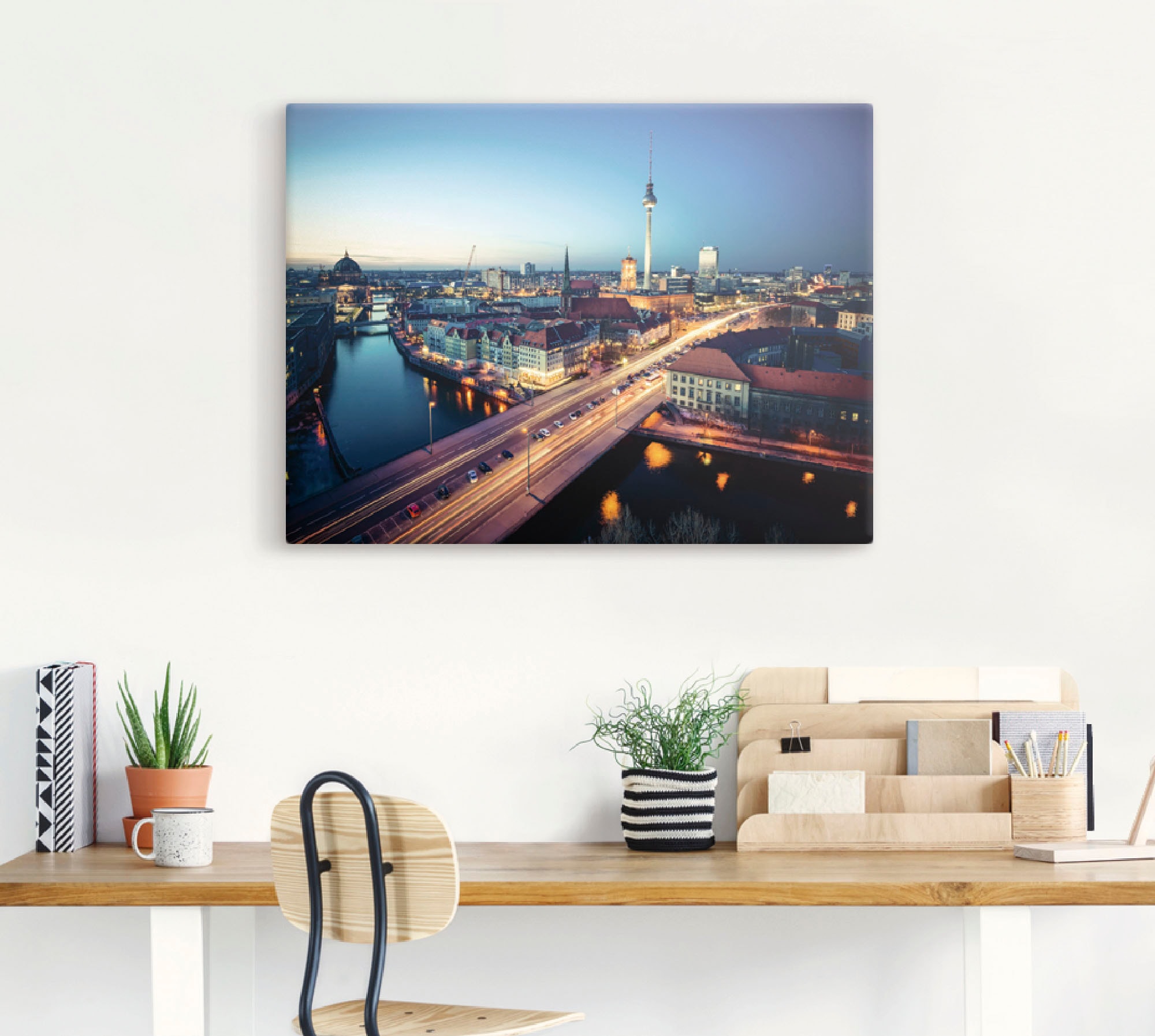 Artland Wandbild »Berlin Cityscape am Abend«, Deutschland, (1 St.), als Lei günstig online kaufen