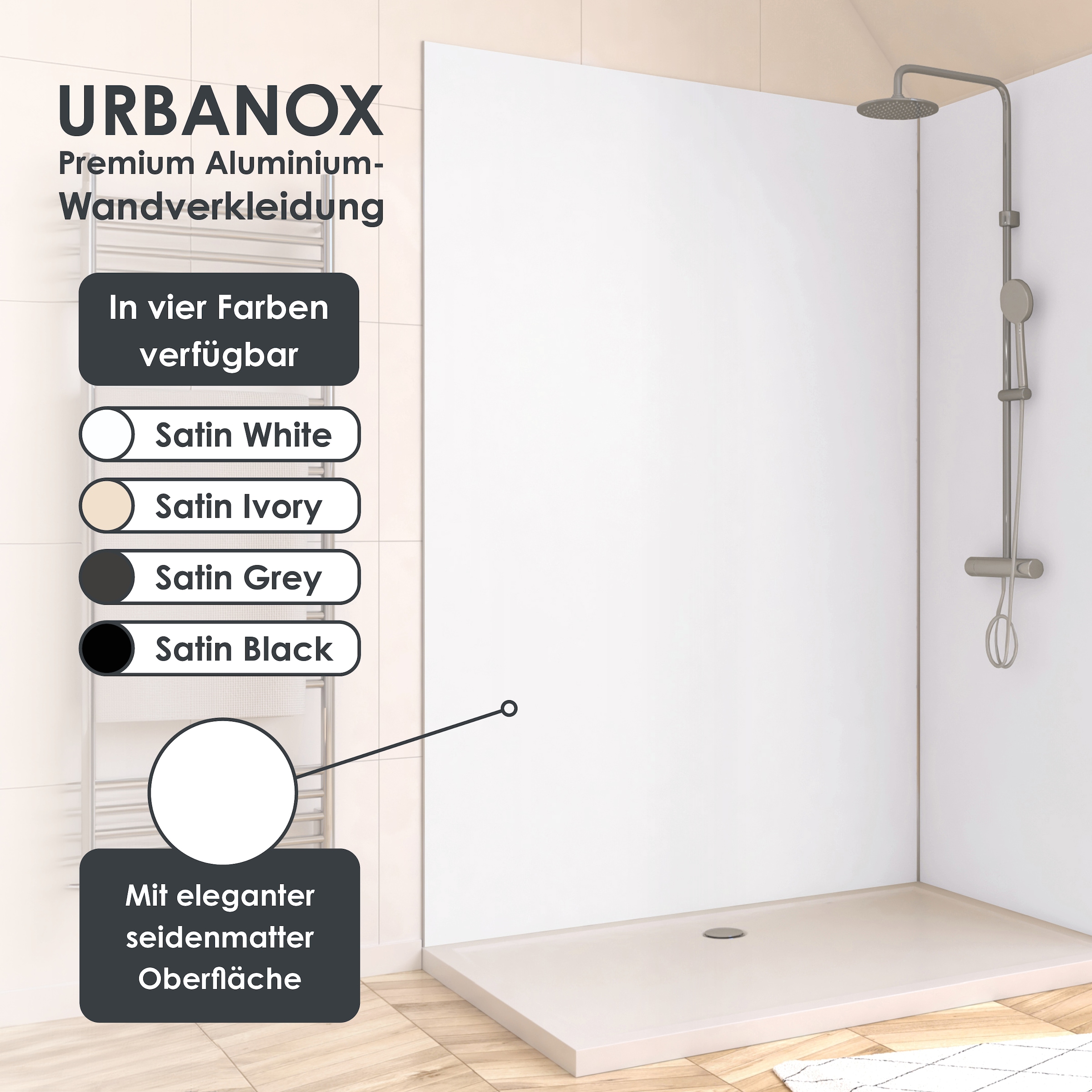 Marwell Duschrückwand »Urbanox« Set bestehend aus: 1 Paneel 90 x 210 cm, 1 Paneel 120 x 210 cm