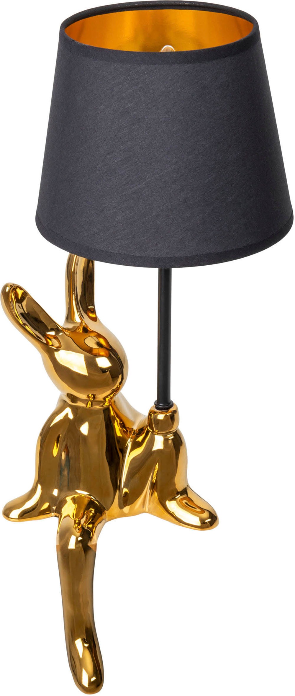 näve Tischleuchte »Helge Hase«, 1 flammig, Leuchtmittel E14 | ohne Leuchtmittel, Osterhase, Keramikfuß, Textilschirm schwarz, Ostern, Tischlampe
