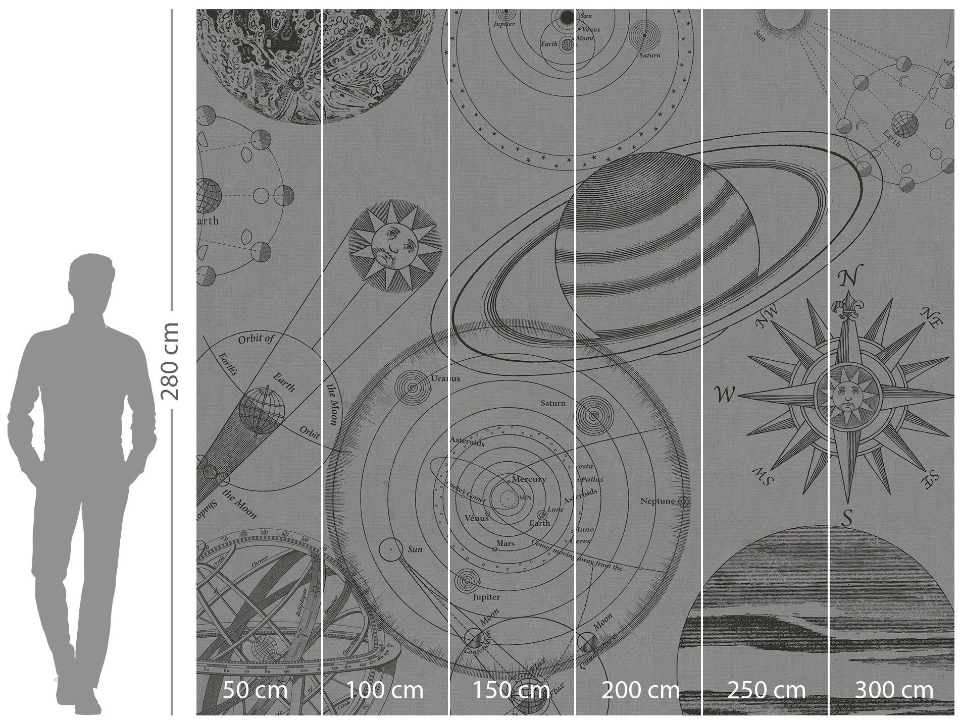 Komar Vliestapete »Digitaldruck Vlies -  Cosmos Sketch - Größe 300 x 280 cm« bedruckt glatt Kinderzimmer