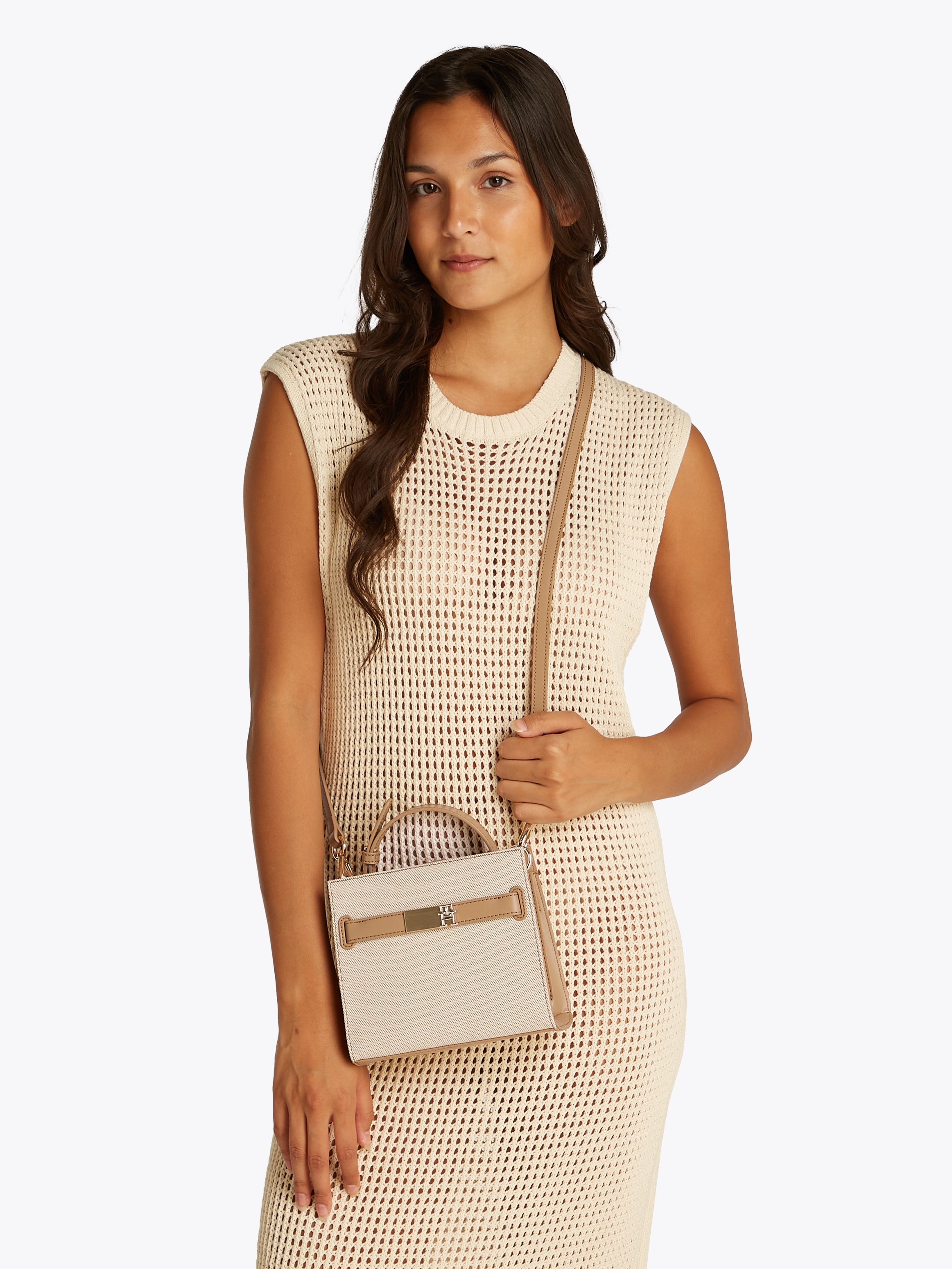 Tommy Hilfiger Henkeltasche »TH HERITAGE MINI SATCHEL CANVAS«, Damen Tragetasche, Umhängetasche, Schultertasche mit TH-Logo