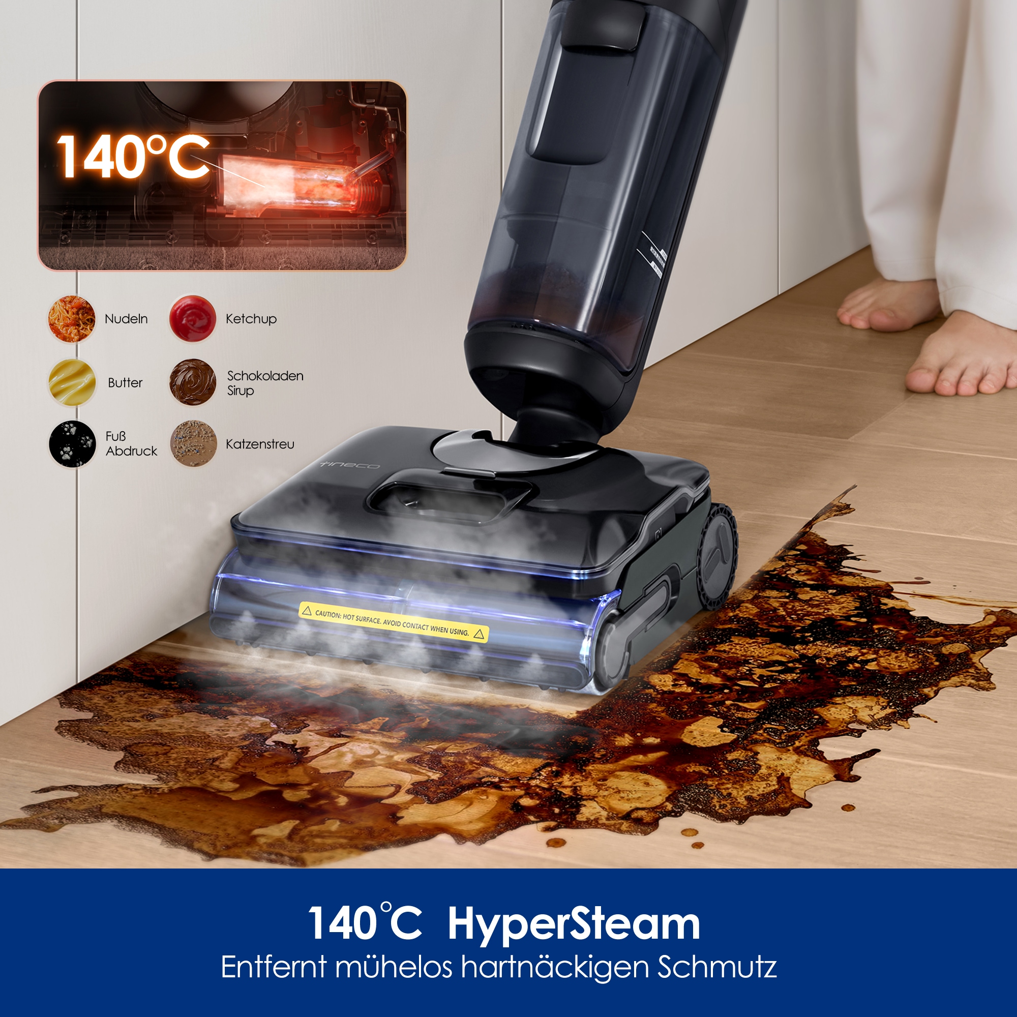 Tineco Nass-Trocken-Sauger »FLOOR ONE S7 Stretch Steam Plus mit 160°C Dampfreinigung« Selbstantrieb, 80 Minuten