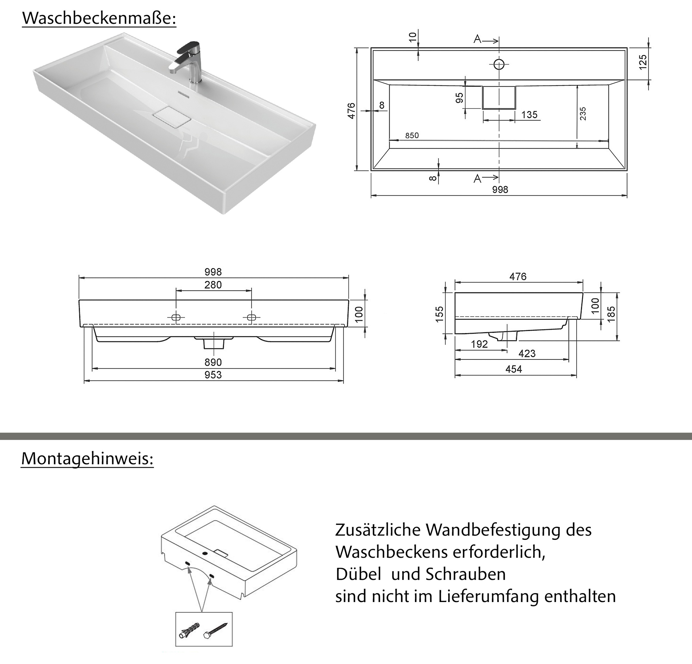 welltime Badmöbel-Set »SALVADA, 3tlg-Set, gedämpfte Scharniere, Softclose, Keramikbecken« Maße (B/T/H): 140/47,5/200 cm, 
