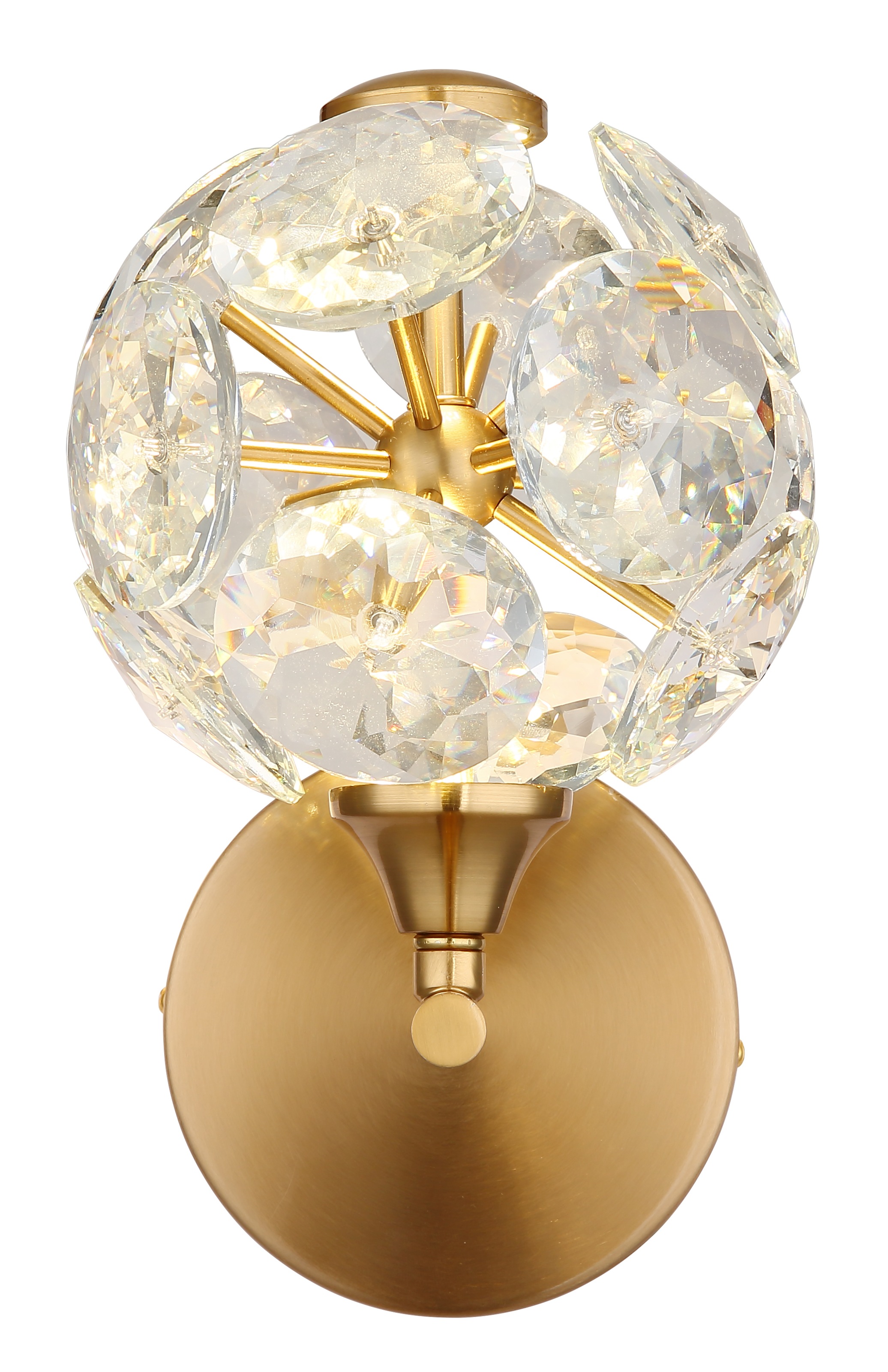 GLOBO LIGHTING Wandleuchte »VIRINA« LED-Modul 1 Stk. Warmweiß Goldfarbene Wandleuchte mit K9 Kristallen, LED 6W, aufwärts