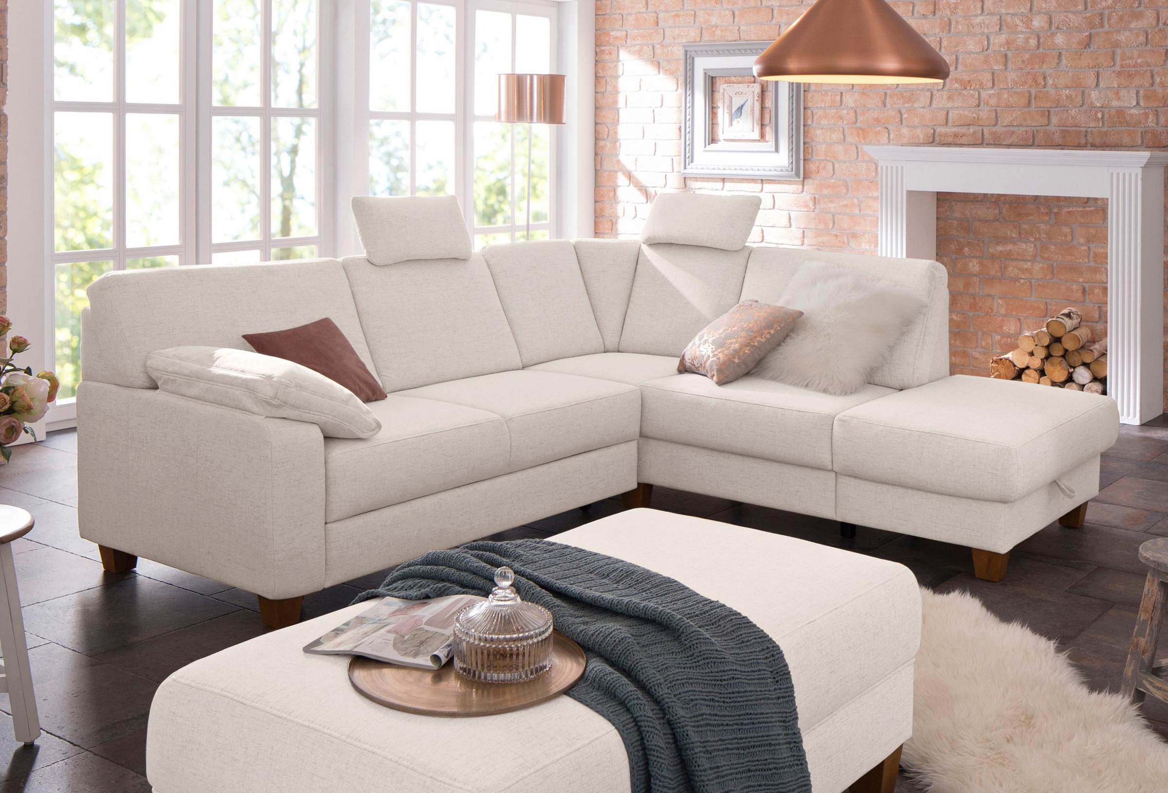 Home affaire Ecksofa »Belfort L-Form«, mit Federkern, wahlweise mit Bettfunktion und Stauraum