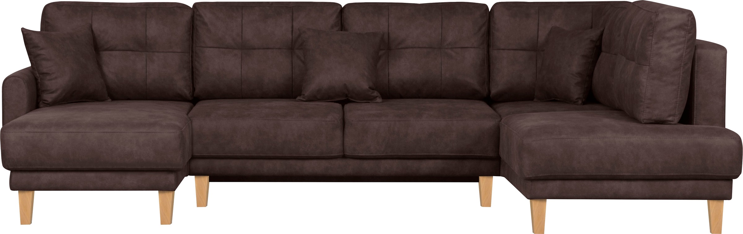Home affaire Wohnlandschaft »TRIPLO U-Form wahlweise mit Schlaffunktion, B/T/H: 310/192/90 cm«, Schlafsofa, auch mit Bettkasten, Steppung im Rückenkissen