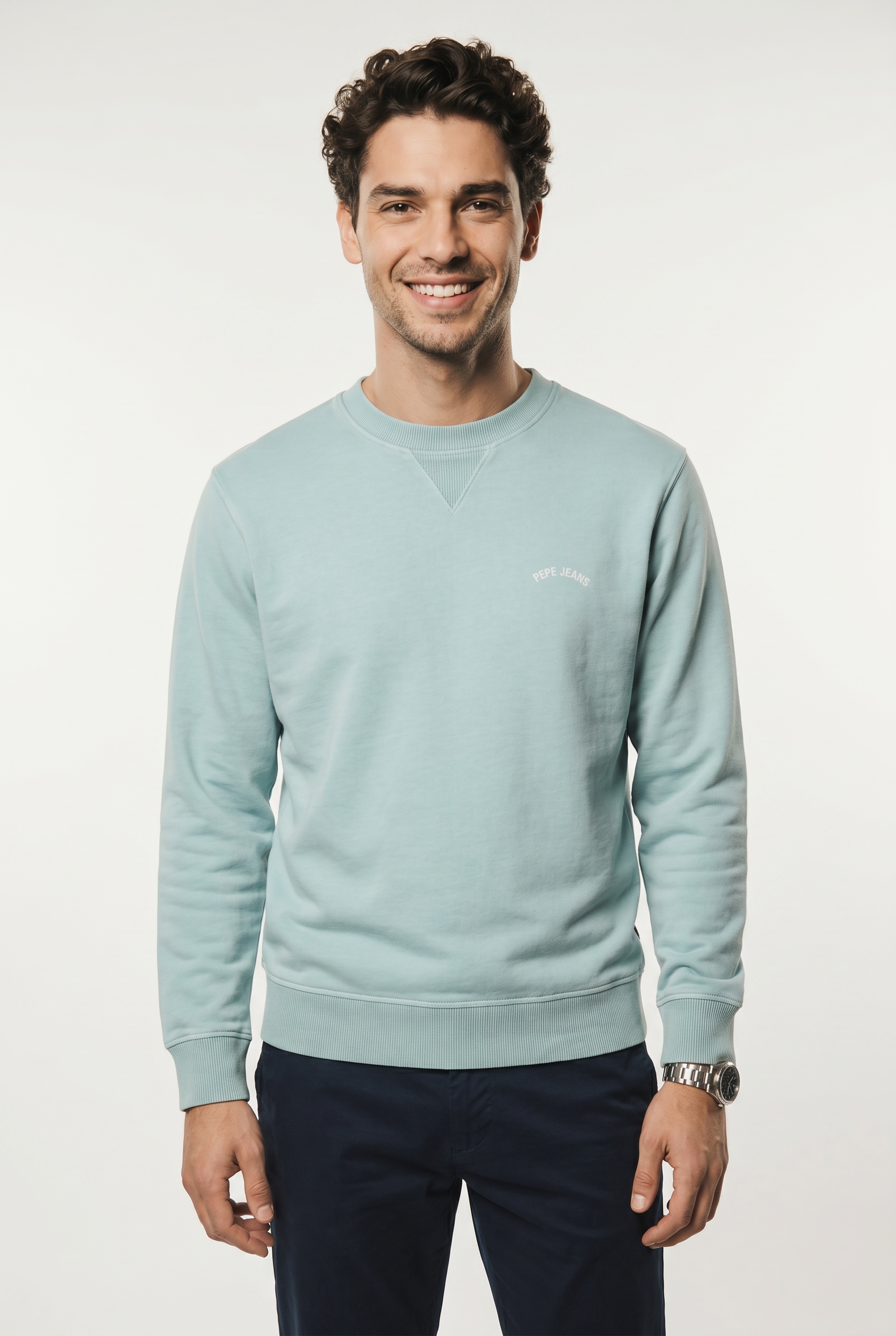 Pepe Jeans Sweatshirt »JOHN CREW«, mit Rippeinsatz am Rundhals, Logoschriftzug
