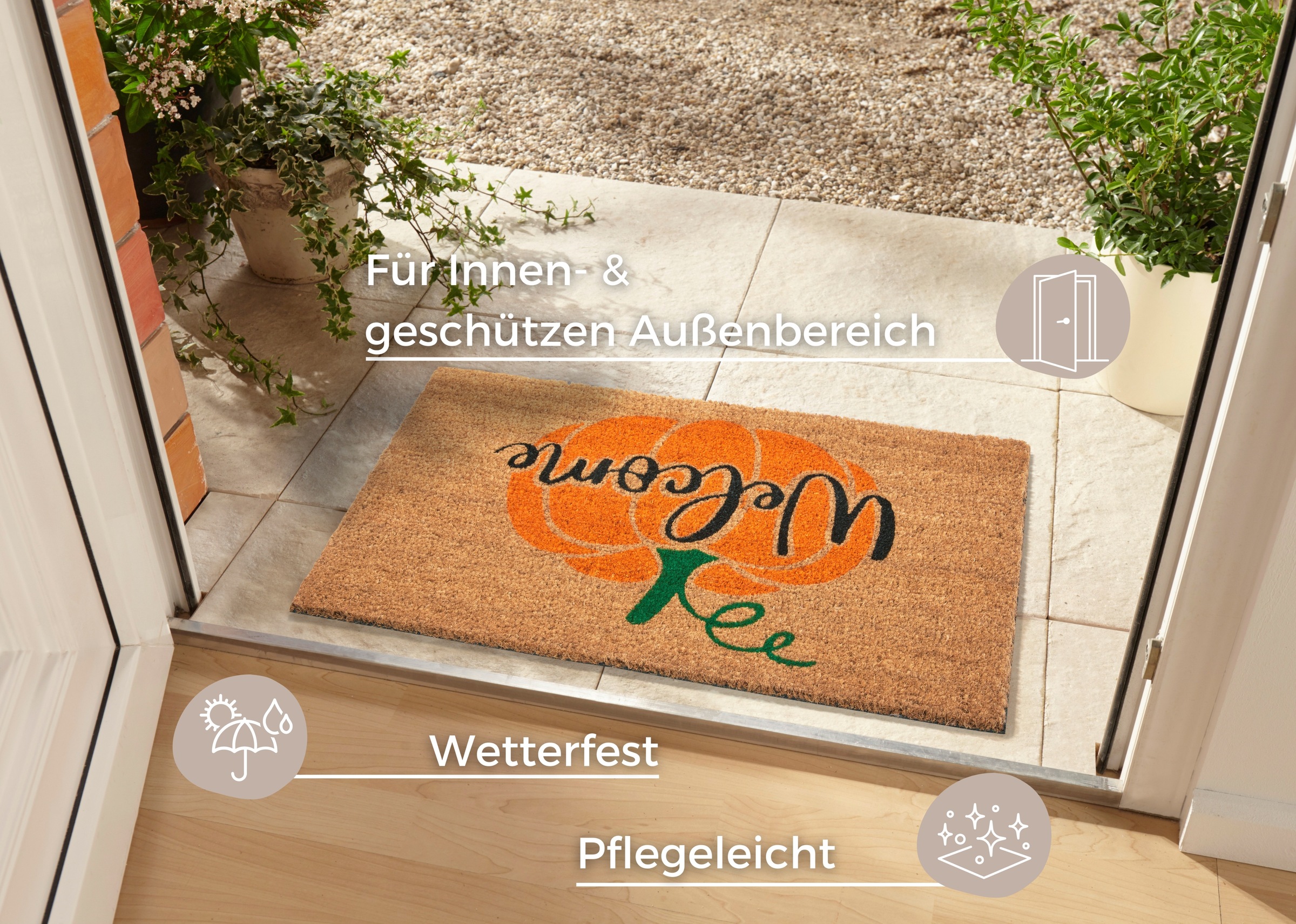 HANSE Home Fußmatte »Mix Mats Kokos Welcome Pumpkin, Türmatte«, rechteckig, 15 mm Höhe, Kokos, Schmutzfangmatte, Outdoor, Rutschfest, Innen, Kokosmatte, Flur