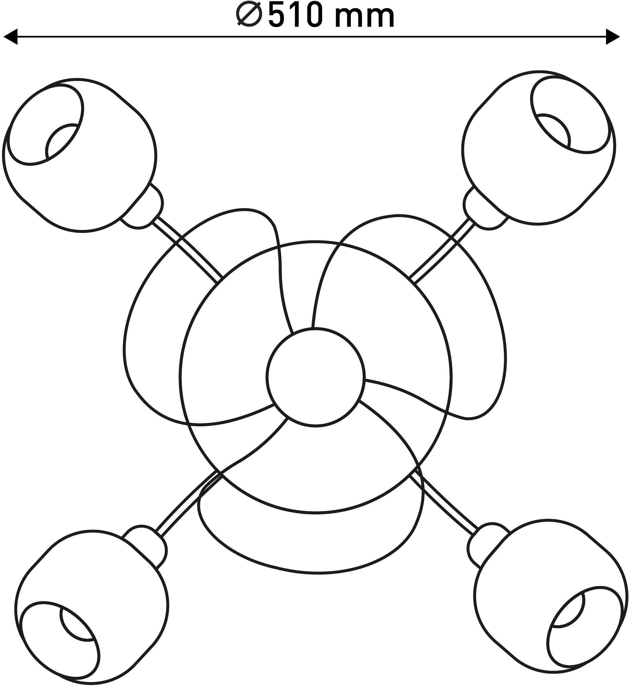näve Deckenleuchte »Fumoso Deckenventilator«, 4 flammig, Leuchtmittel E14 | ohne Leuchtmittel, Deckenlampe, Ventilator, Fernbedienung, 4flg., E14 exkl., Glasschirme