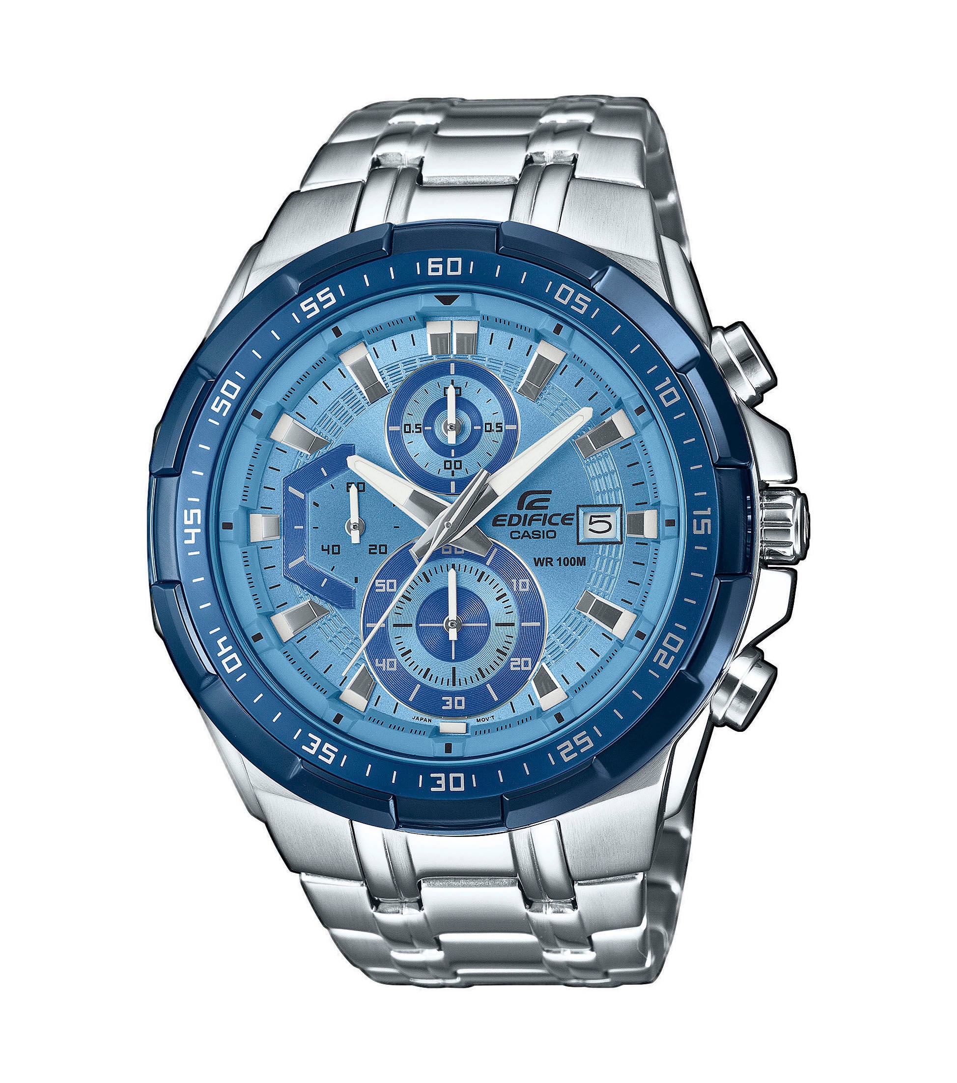 CASIO EDIFICE Chronograph Quarzuhr, Armbanduhr, Herrenuhr, Edelstahlarmband, analog, Tag